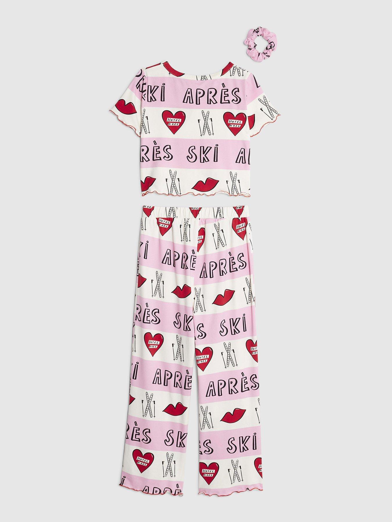  image of river-island-older-girls-nephthys-apres-ski-pyjama-set-pink