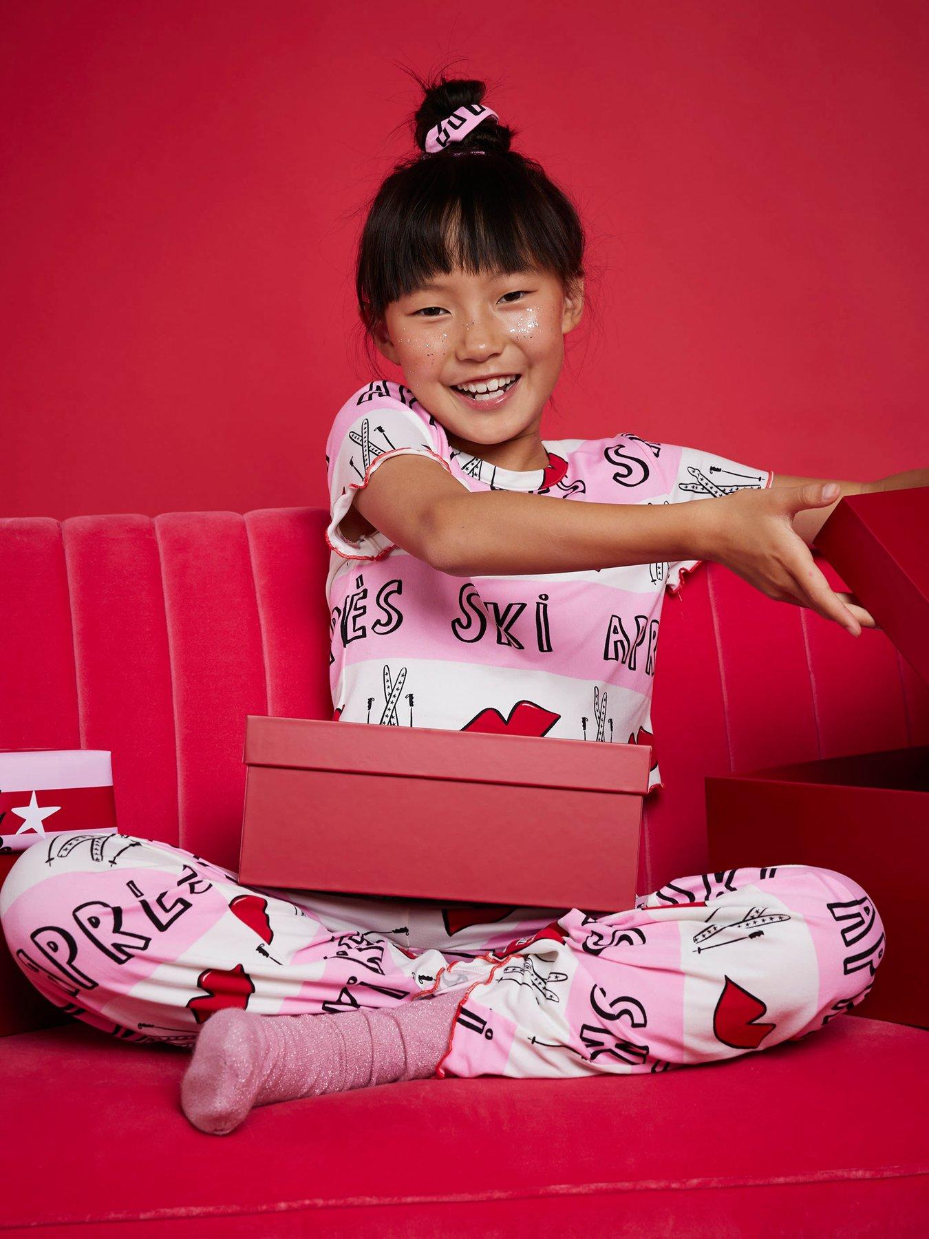 image of river-island-older-girls-nephthys-apres-ski-pyjama-set-pink