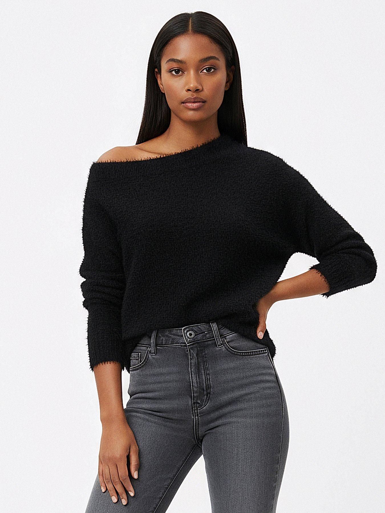 Religion Boatneck Natural Jumper In Soft Feather Yarn