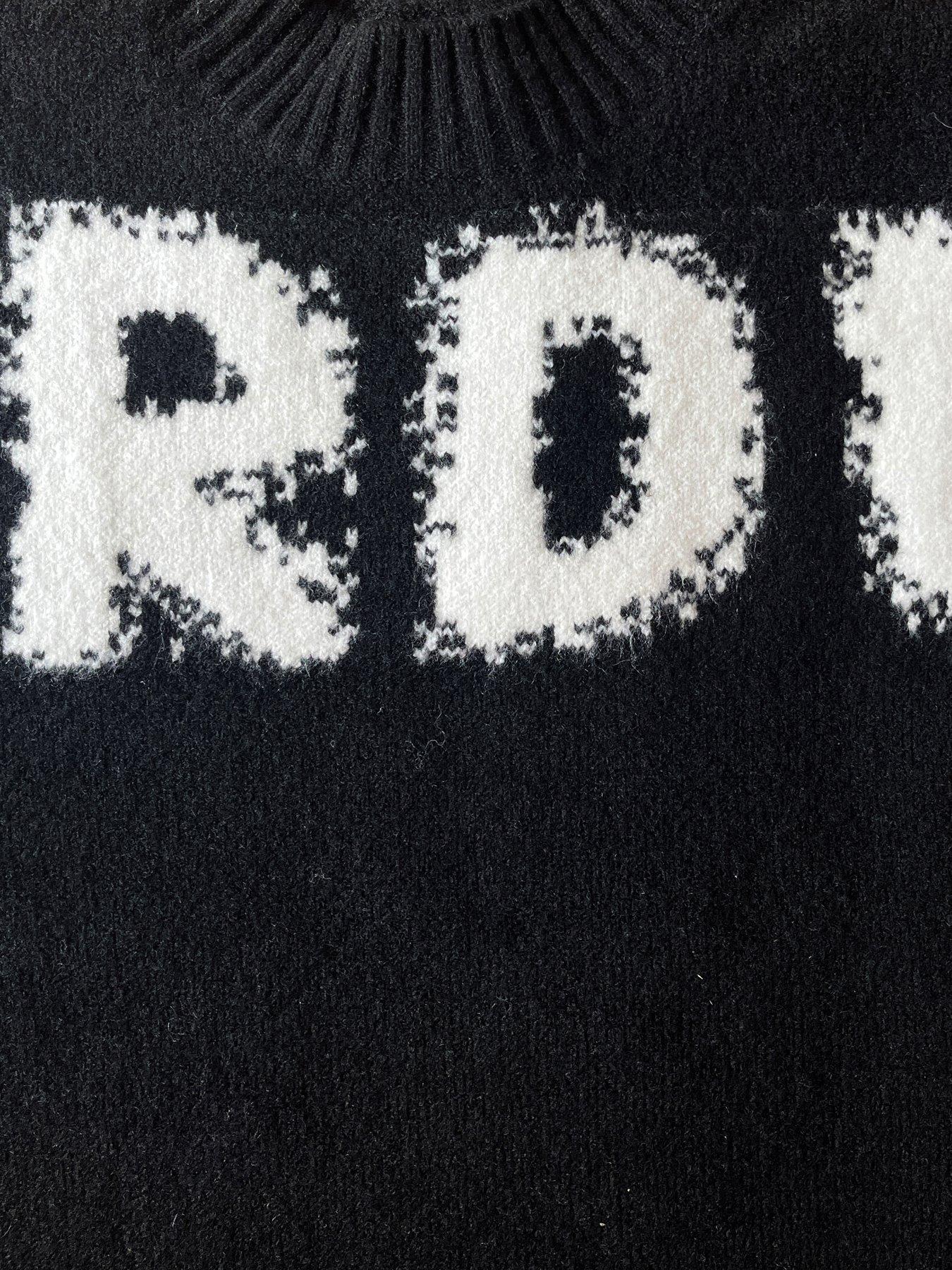 Image 4 of 4 of Religion Cute Fit Stardust Jumper In Soft Wool Mix Yarn With Large Slogan - Black