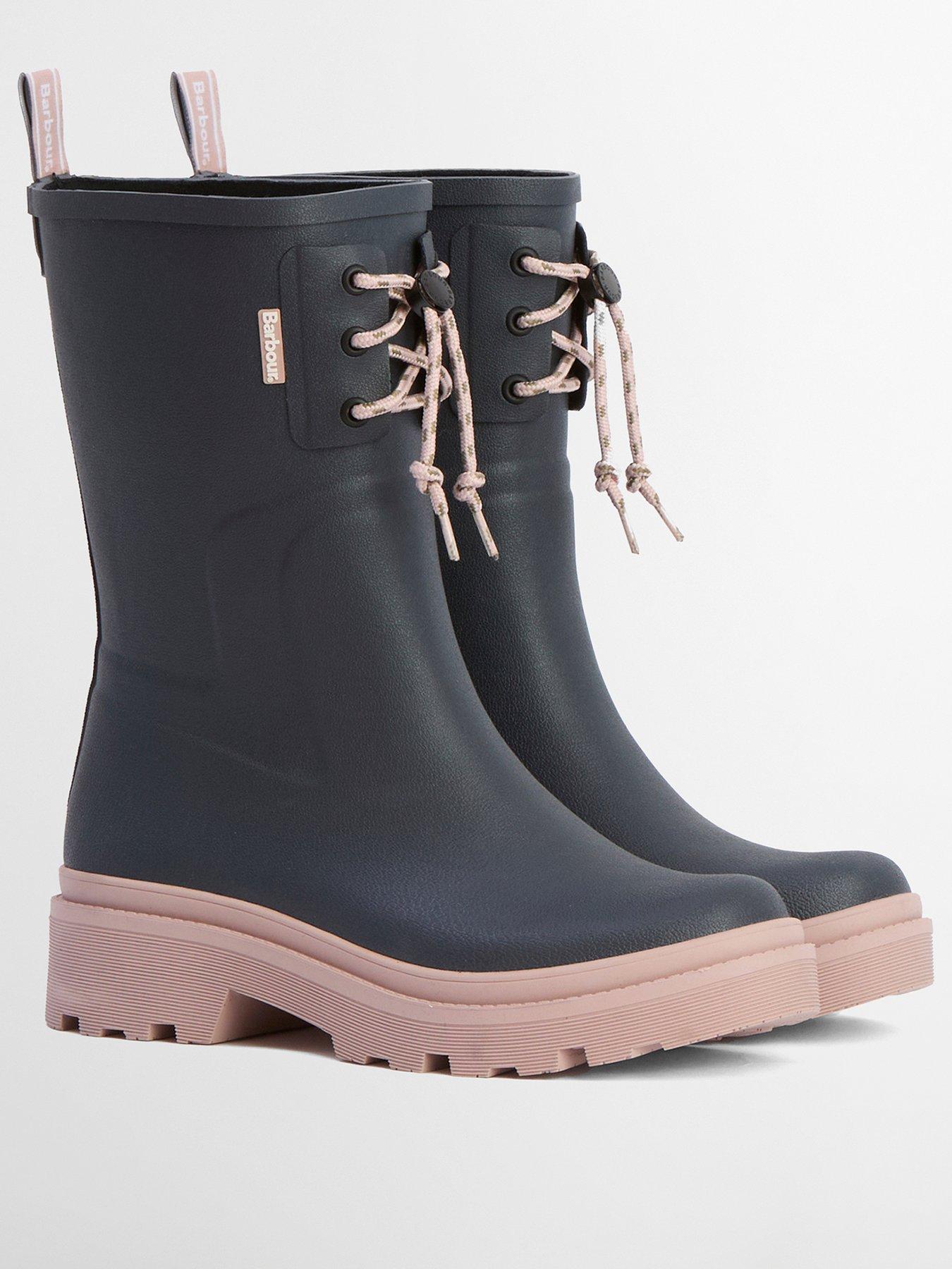  image of barbour-devlin-mid-welly-greygardenia-pink
