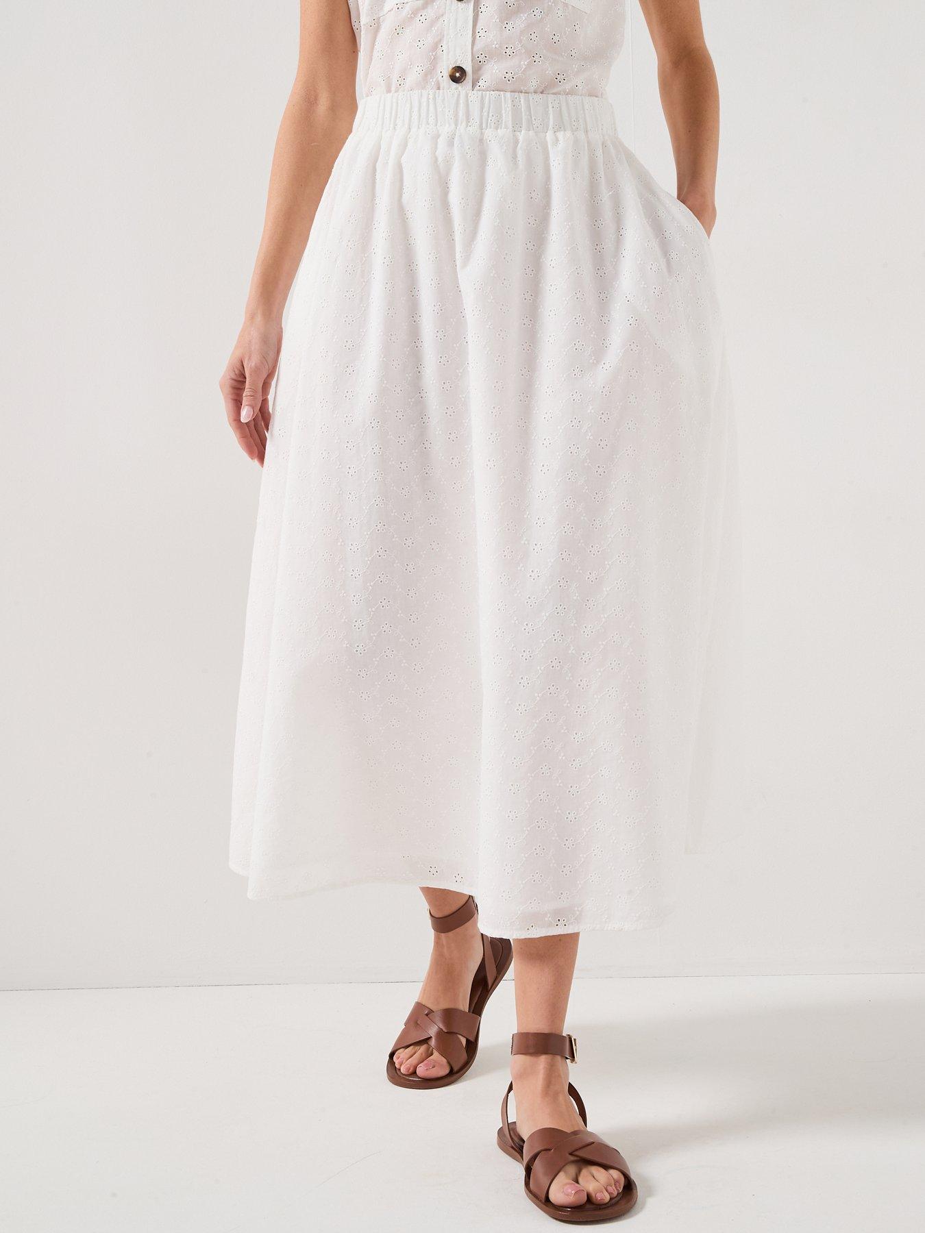 Image 1 of 6 of Barbour Melody Midi Skirt - White