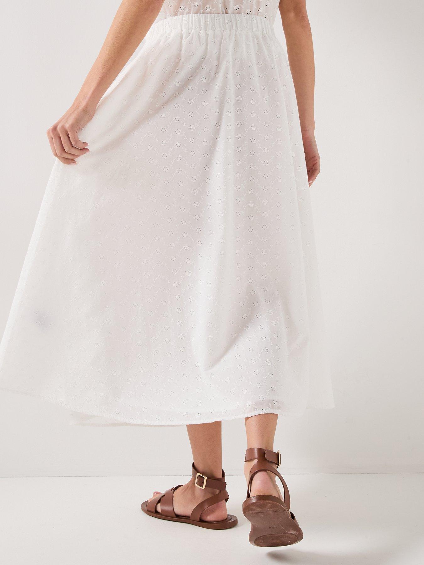 Image 2 of 6 of Barbour Melody Midi Skirt - White
