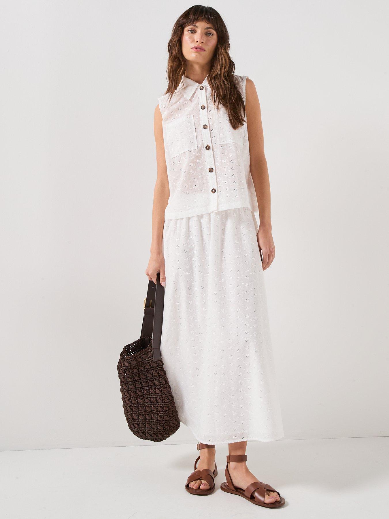 Image 4 of 6 of Barbour Melody Midi Skirt - White
