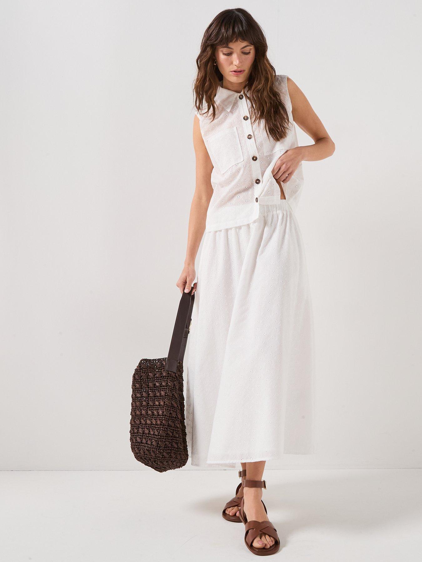 Image 6 of 6 of Barbour Melody Midi Skirt - White