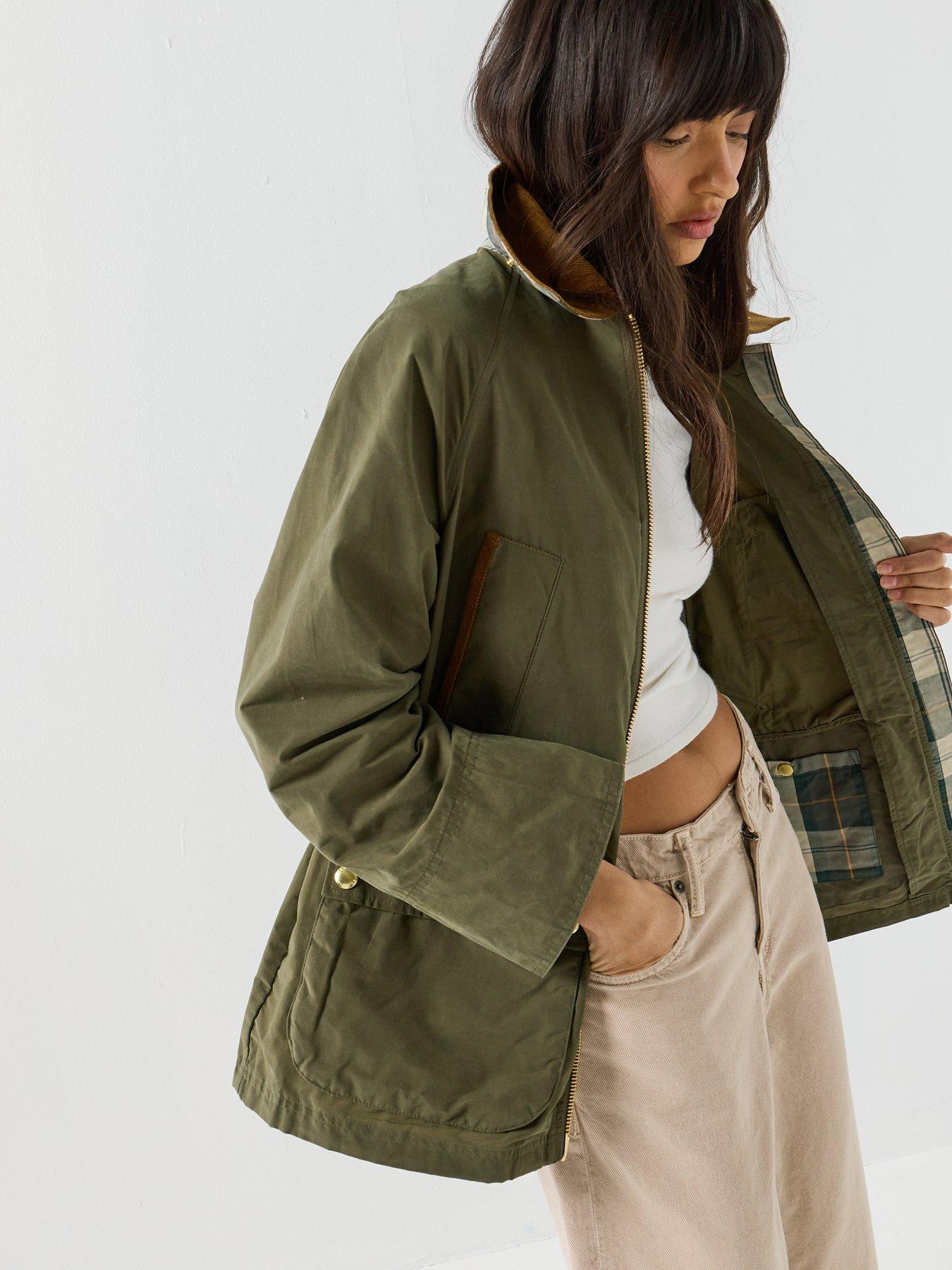  image of barbour-icons-bedale-showerproof-jacket-green