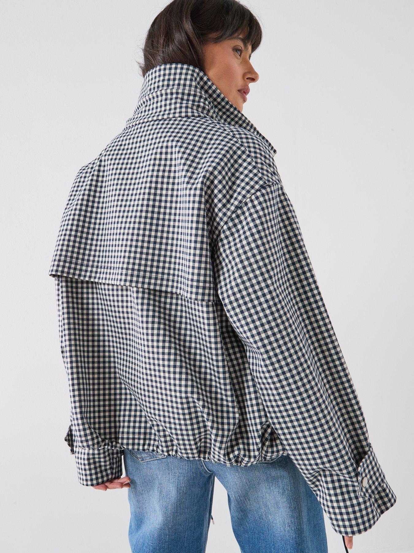 stillFront image of barbour-bronwyn-check-showerproof-jacket-navy