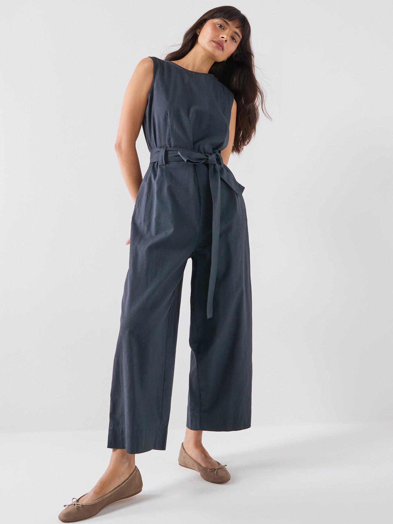 front image of barbour-gabby-jumpsuit-navy