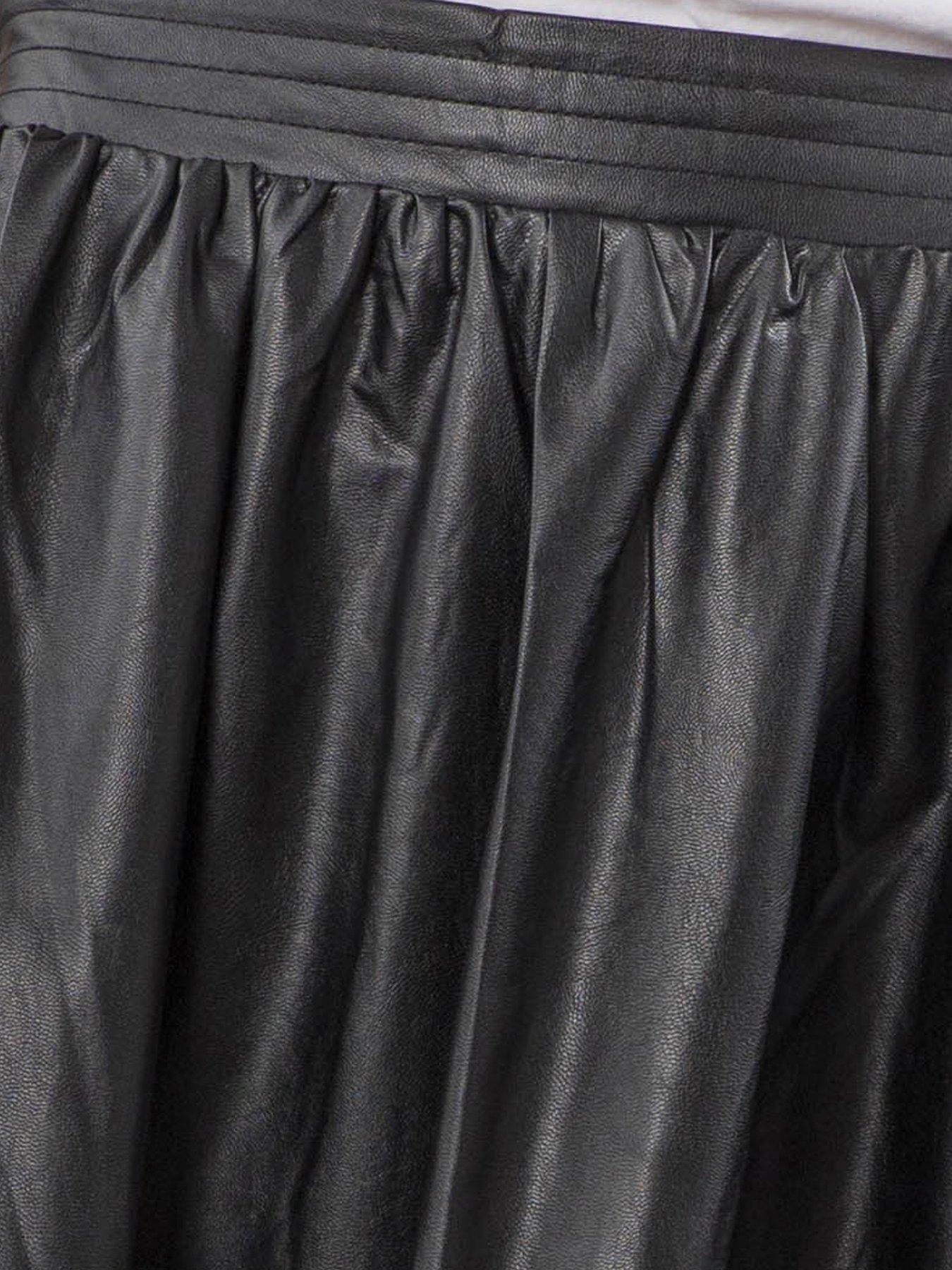  image of religion-sophie-full-maxi-skirt-in-black-faux-leather-with-pockets