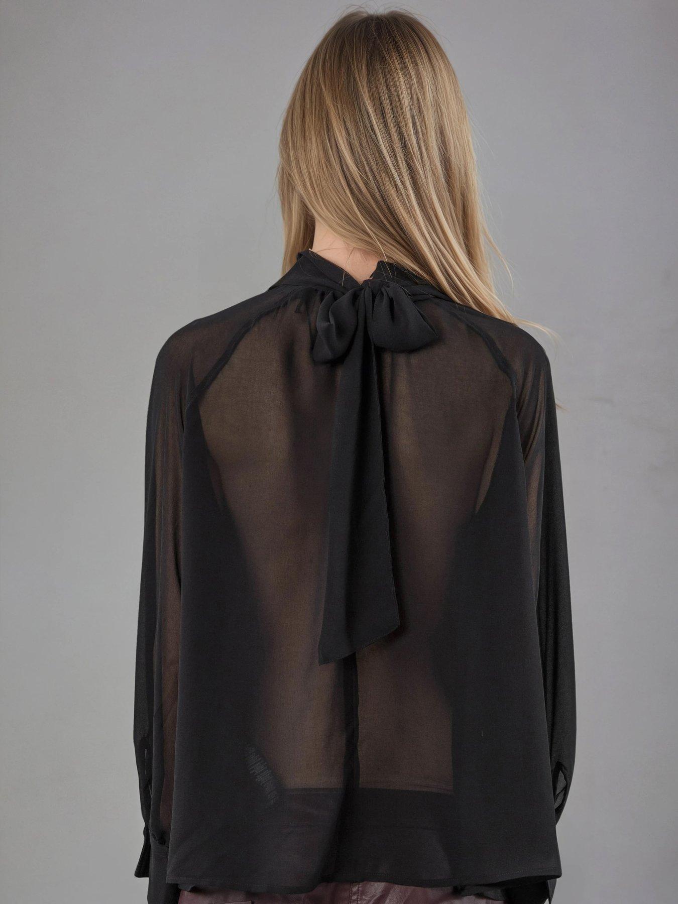  image of religion-mia-long-sleeved-chiffon-top-with-sash-neck-tie