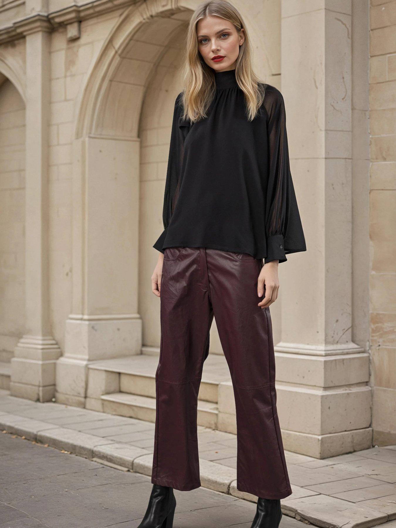  image of religion-mia-long-sleeved-chiffon-top-with-sash-neck-tie