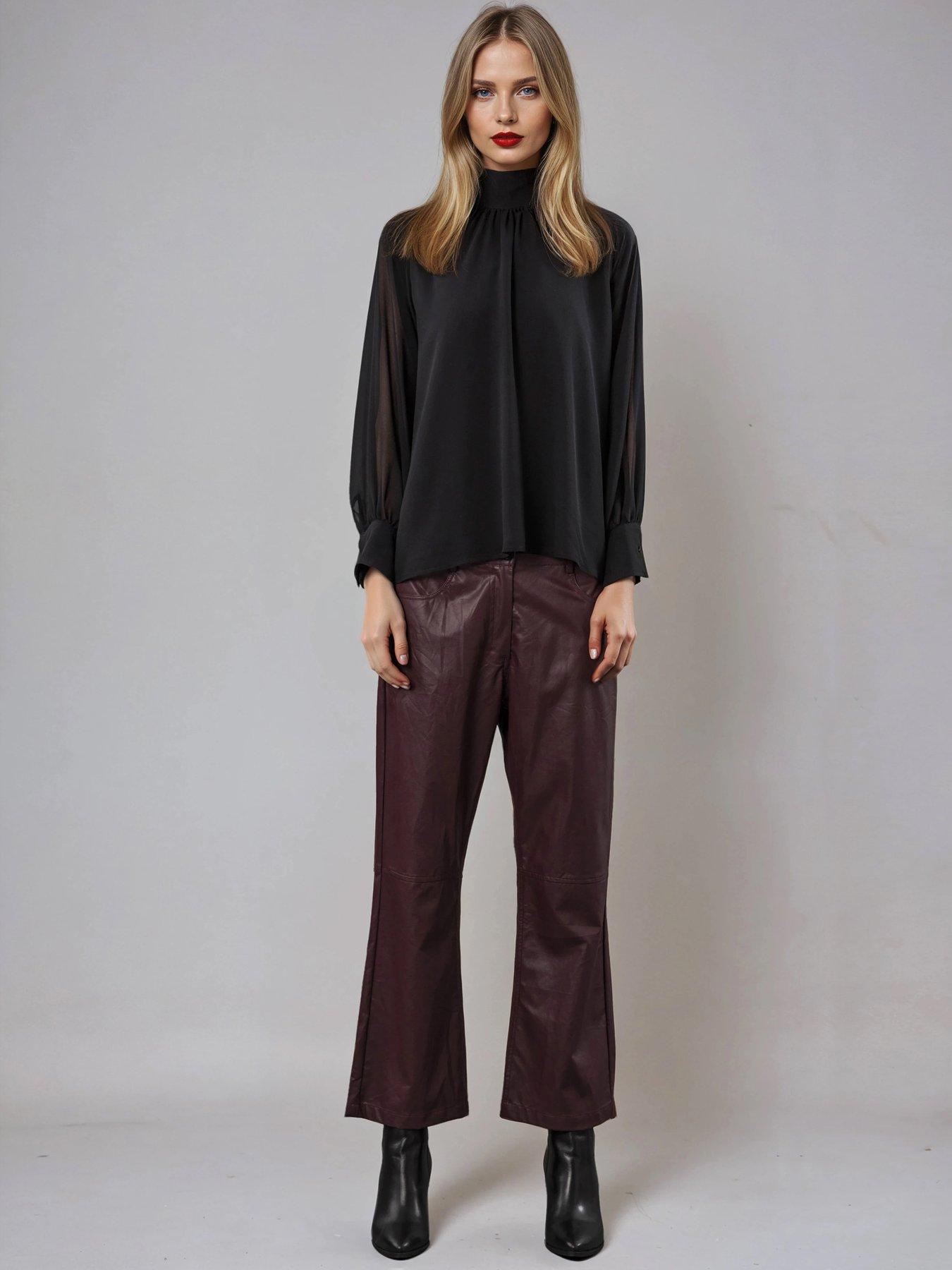  image of religion-mia-long-sleeved-chiffon-top-with-sash-neck-tie