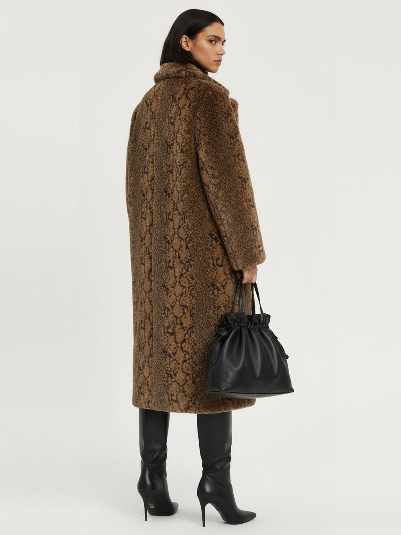  image of religion-margot-python-faux-fur-long-line-coat