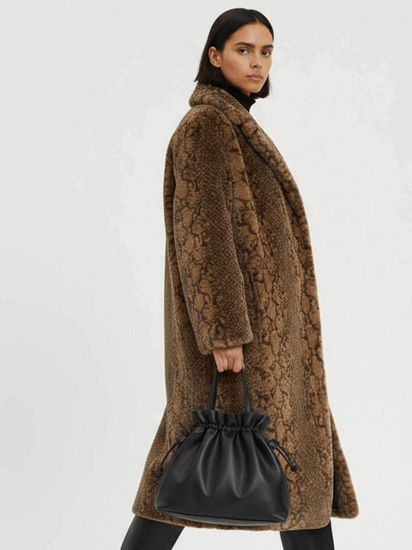  image of religion-margot-python-faux-fur-long-line-coat