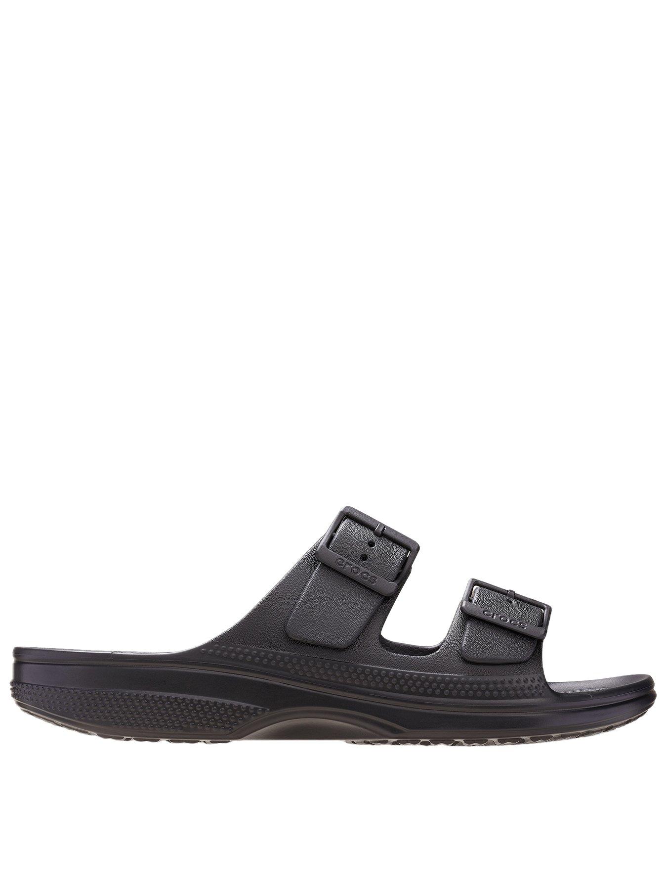 front image of crocs-classic-buckle-sandal-black