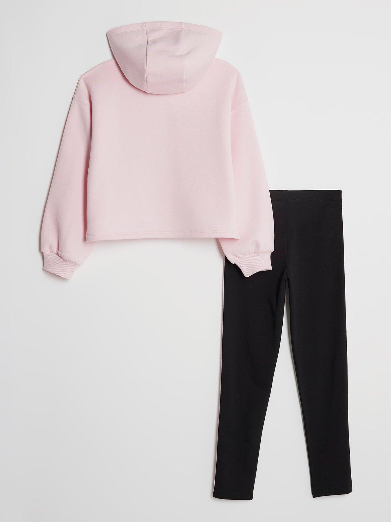  image of river-island-older-girls-iconic-hoodie-and-leggings-set-pink