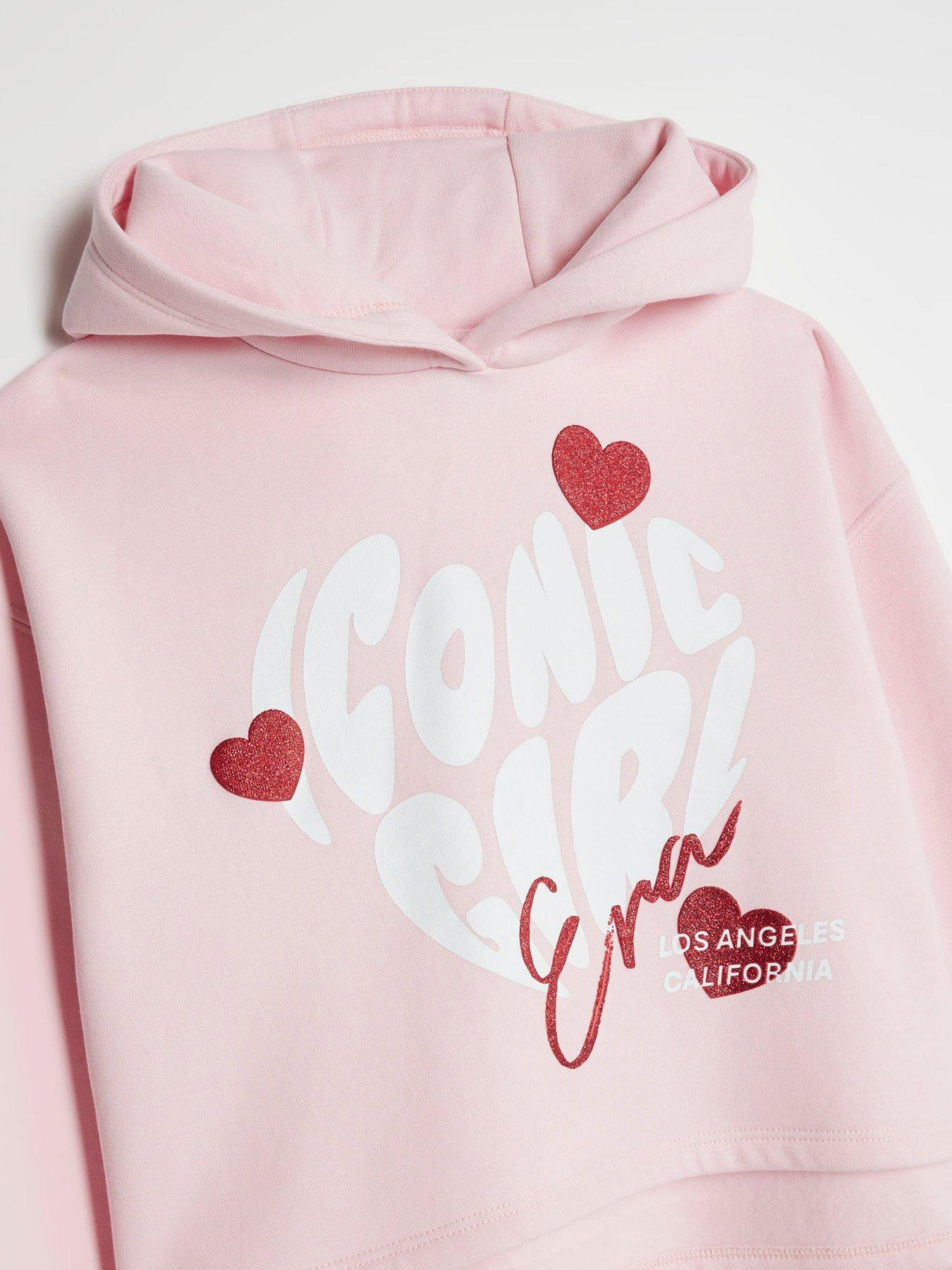  image of river-island-older-girls-iconic-hoodie-and-leggings-set-pink