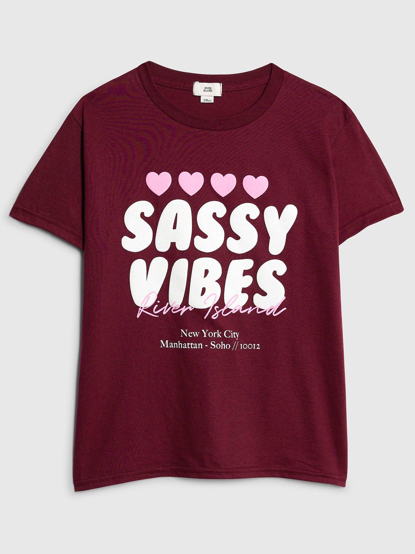 River Island Older Girls Sassy Vibes T-Shirt - Red