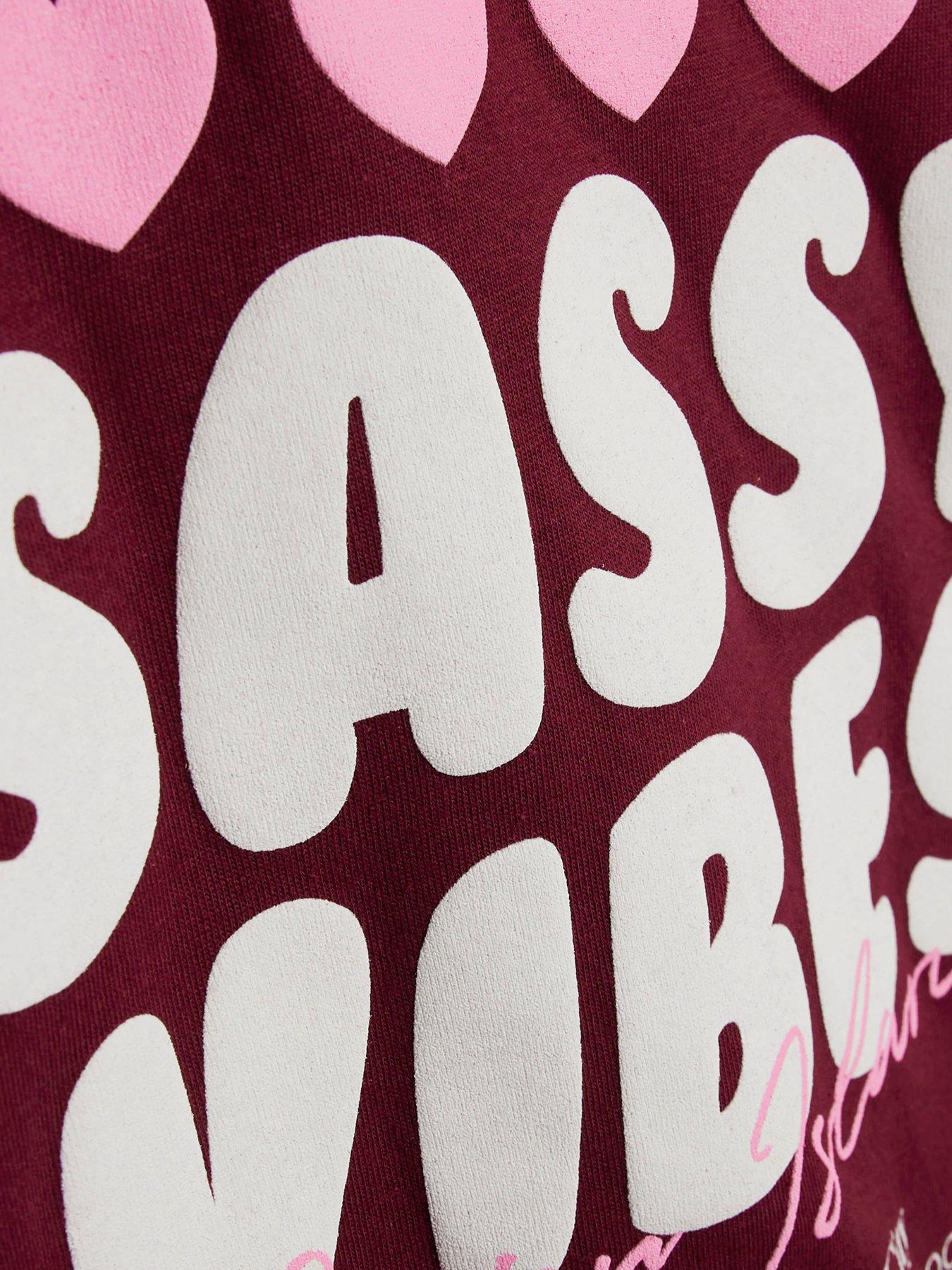  image of river-island-older-girls-sassy-vibes-t-shirt-red