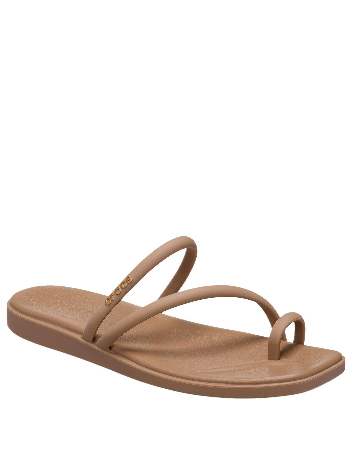 stillFront image of crocs-miami-toe-loop-sandal-milk-chocolate