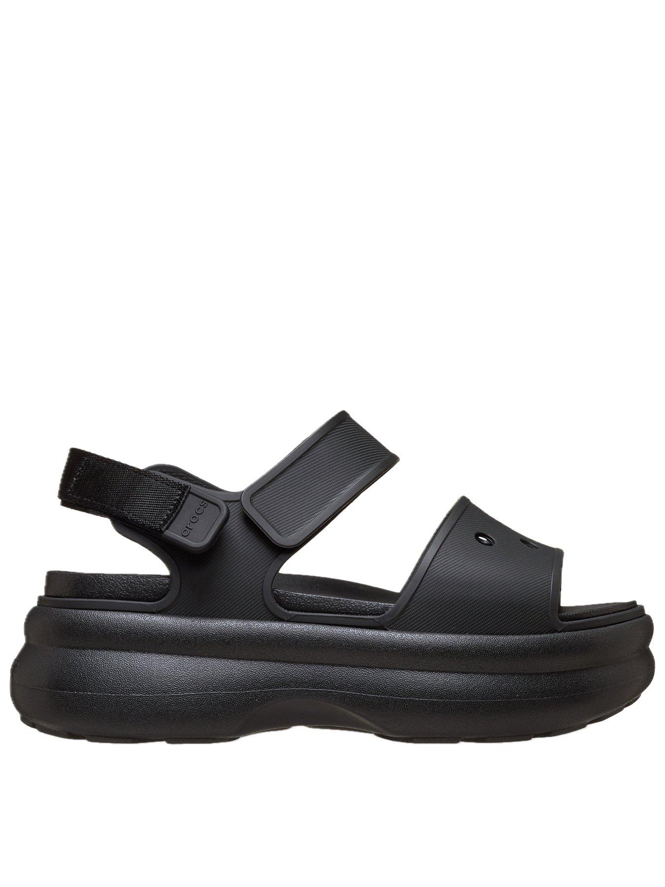 front image of crocs-soho-y-strap-sandal-black