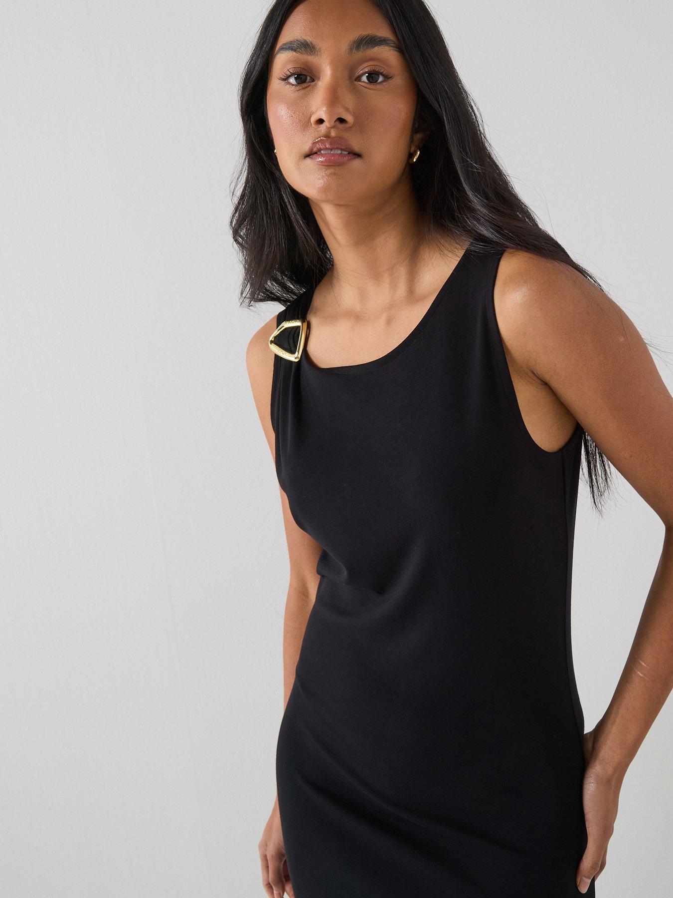 river island drop waist dress River Island Drop Waist Hybrid Midi Dress - Black