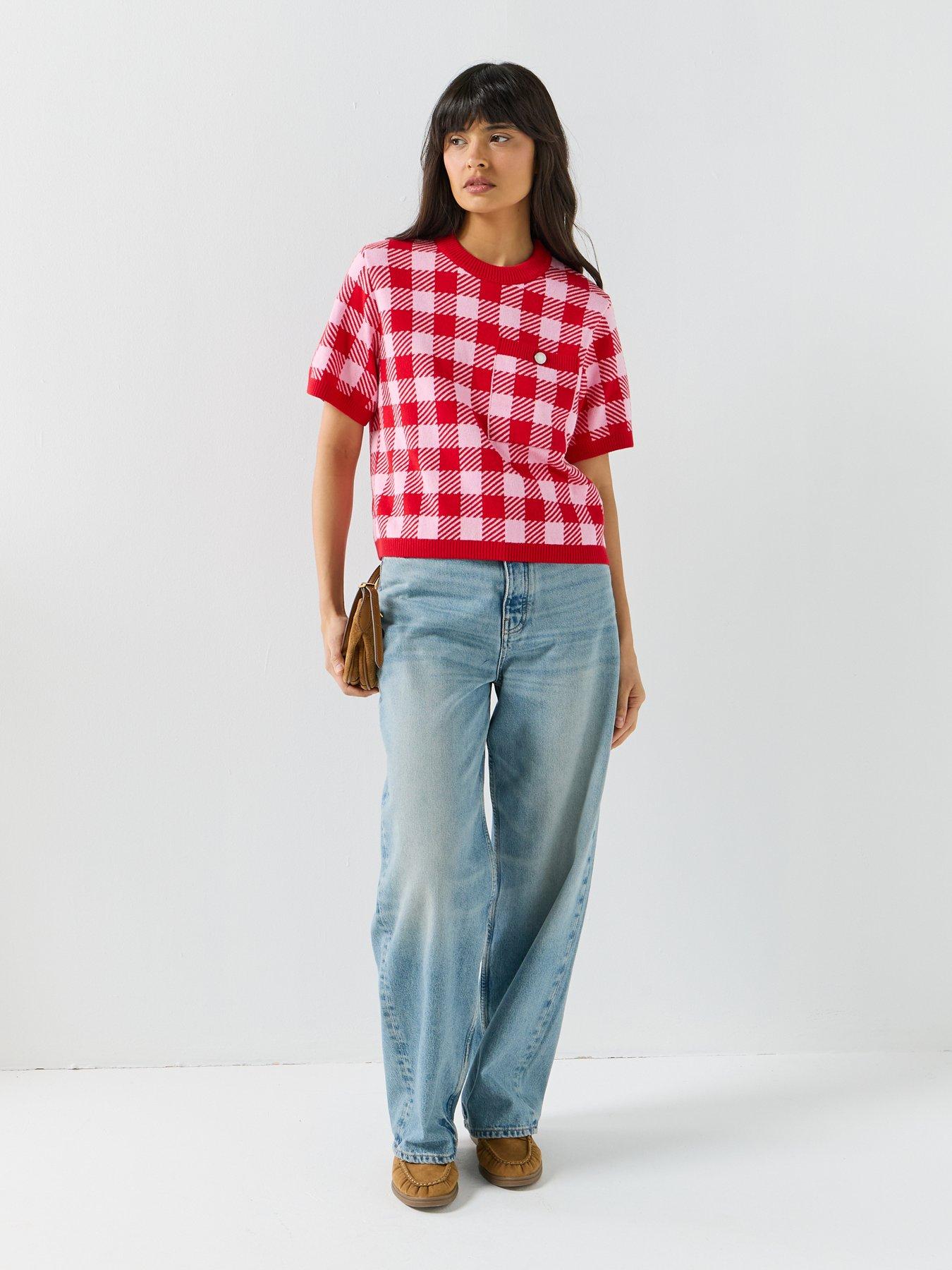 Image 3 of 6 of Barbour Esther Checked Short Sleeve Jumper - Multi