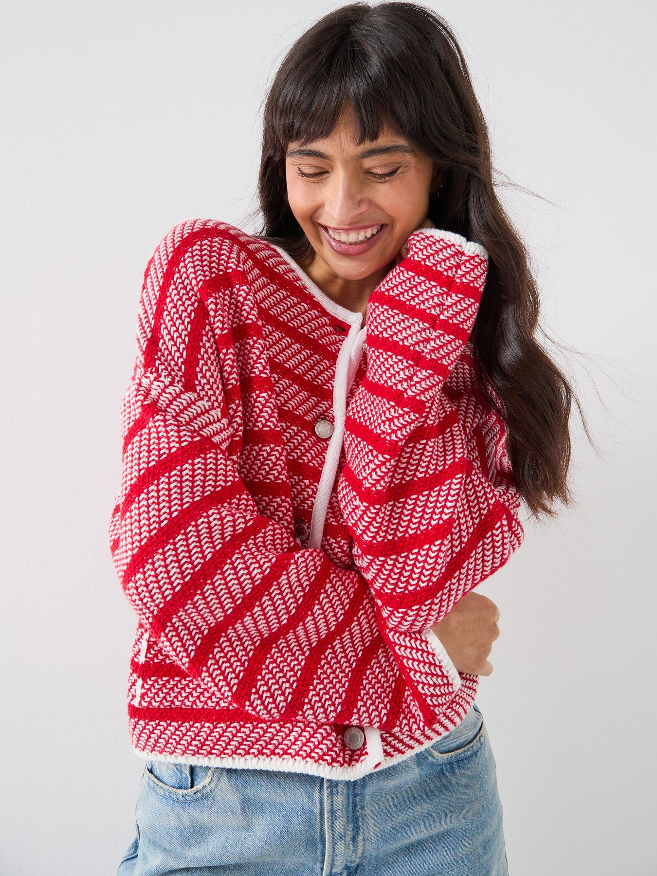  image of barbour-polly-knitted-cardigan-red