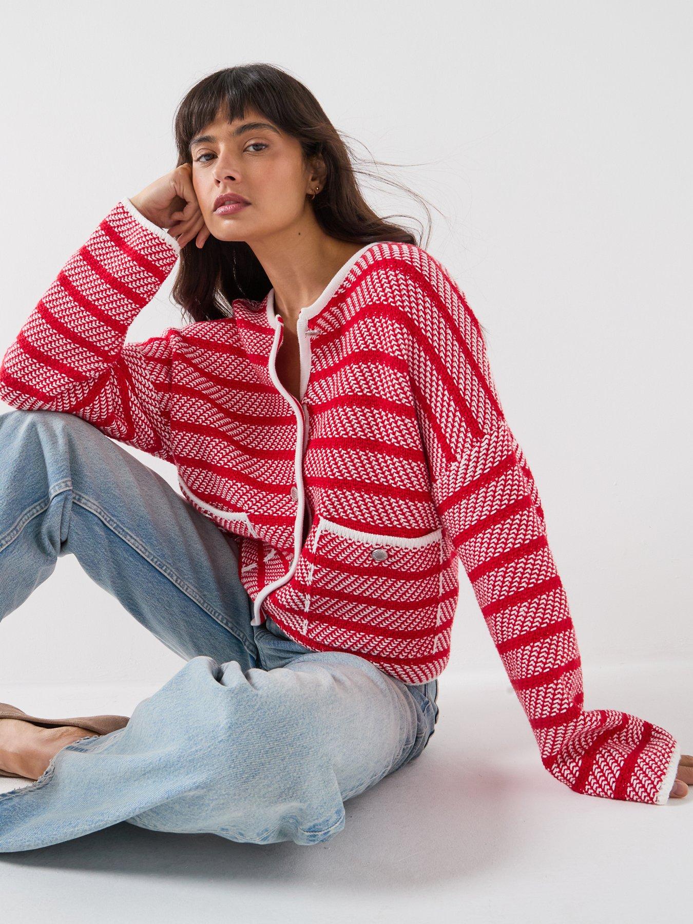  image of barbour-polly-knitted-cardigan-red