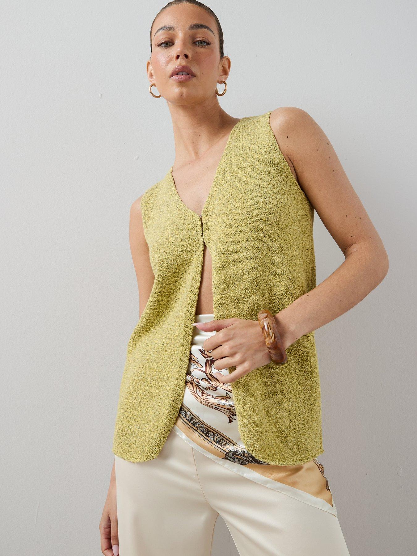 The Very Collection V Neck Longline Knitted Tank - Matcha