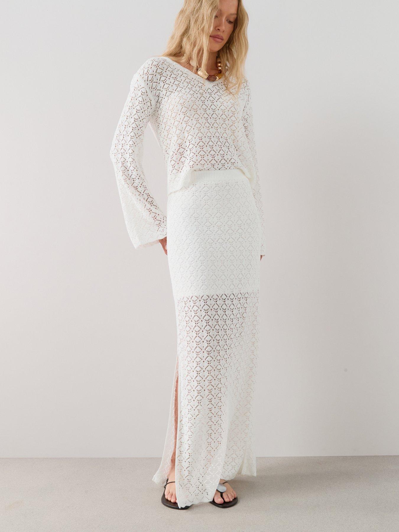 The Very Collection Pointelle Knit Maxi Skirt Coord - Cream