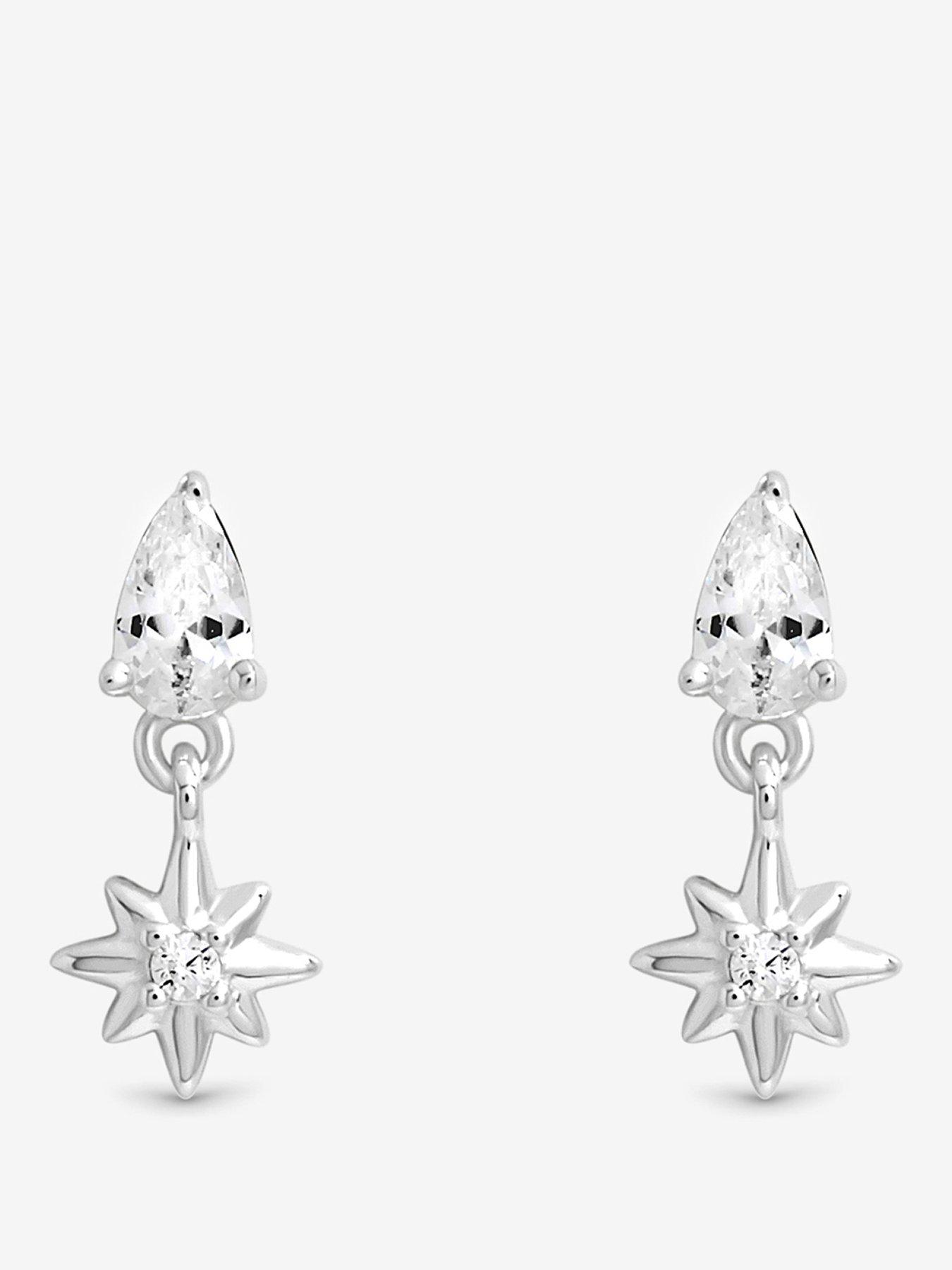 Image 1 of 2 of Jon Richard Simply Silver Sterling Silver 925 Cubic Zirconia Celestial Mini Drop Earrings