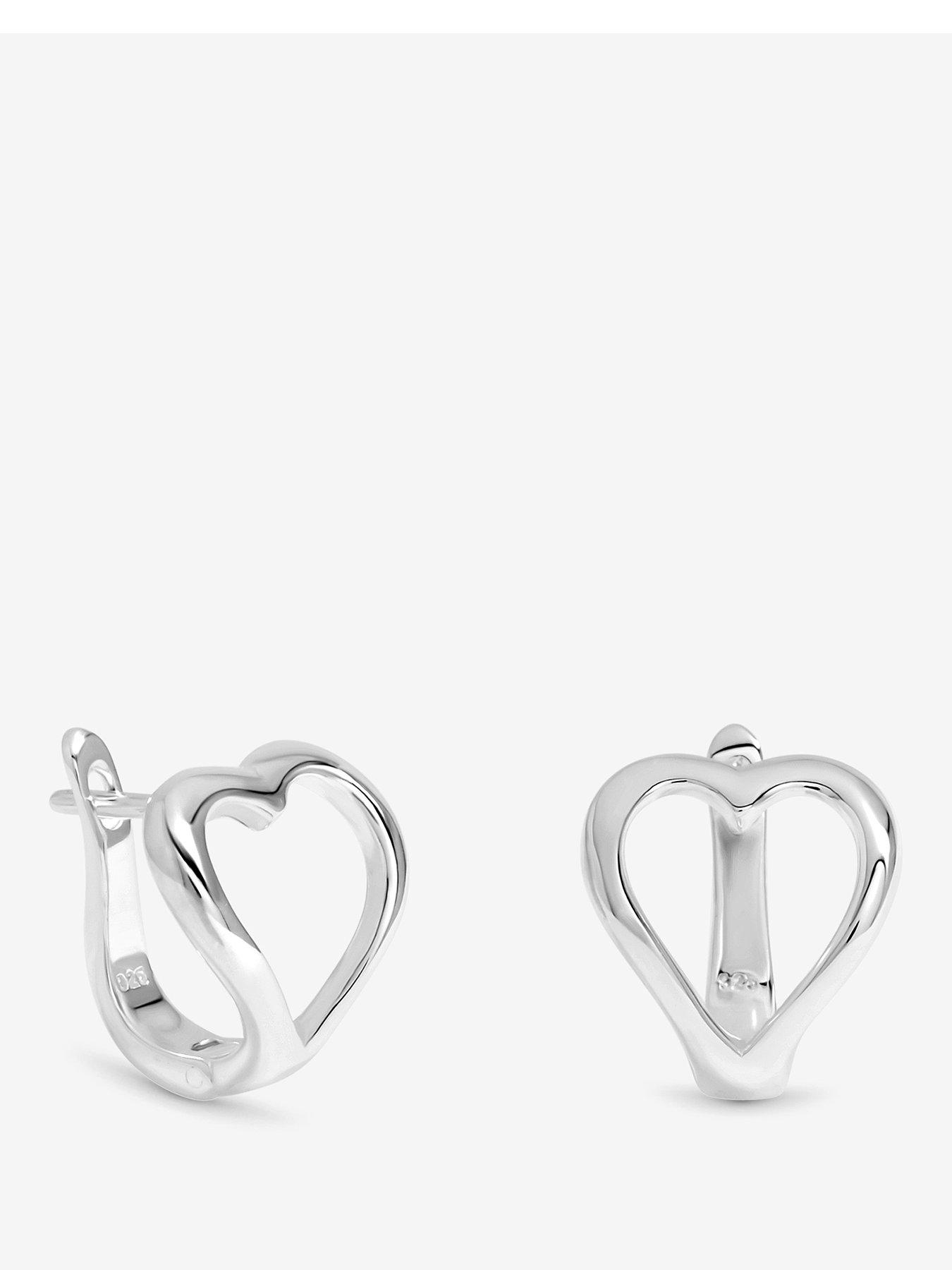  image of jon-richard-simply-silver-sterling-silver-925-polished-heart-hoop-earrings
