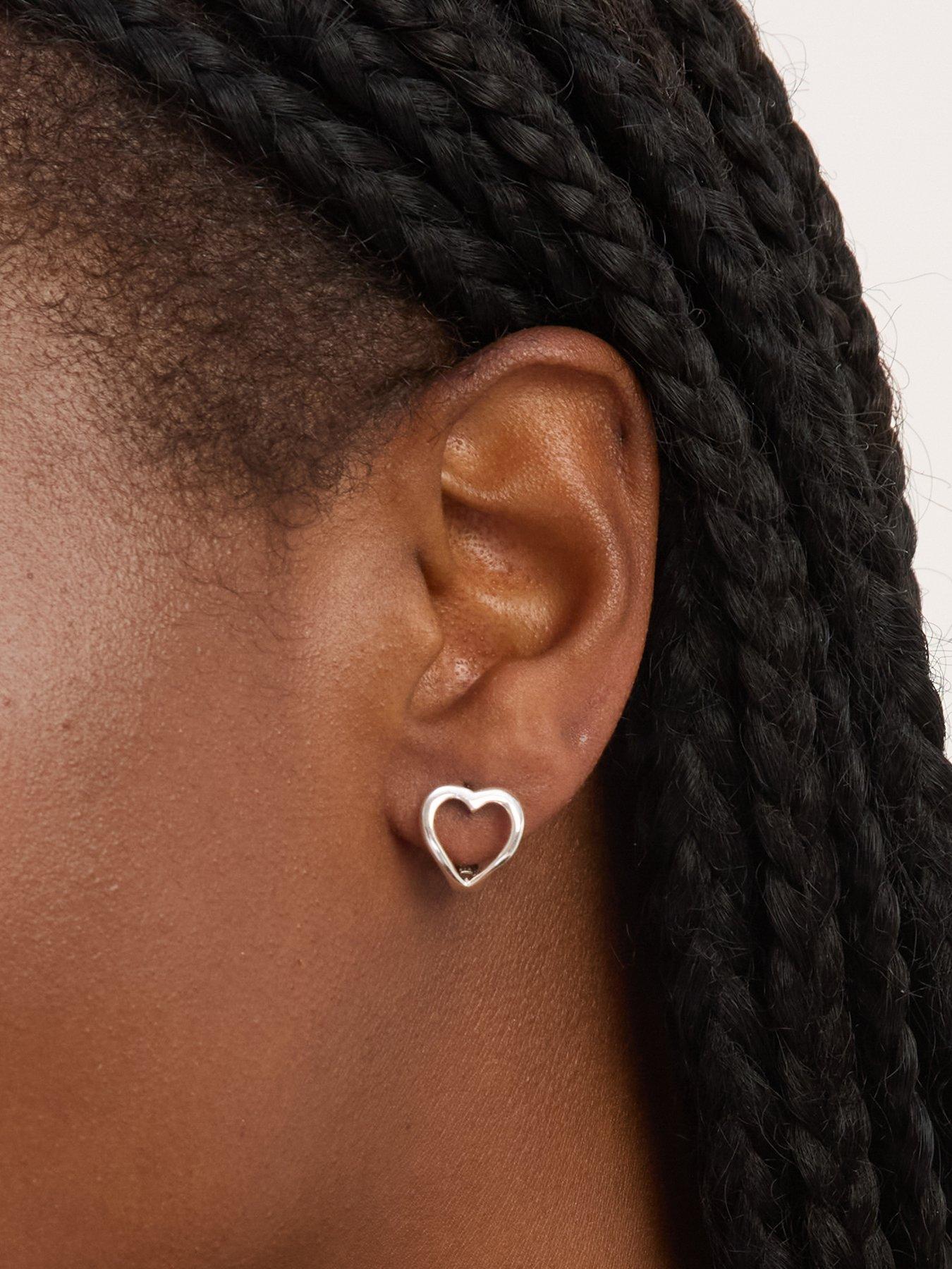  image of jon-richard-simply-silver-sterling-silver-925-polished-heart-hoop-earrings