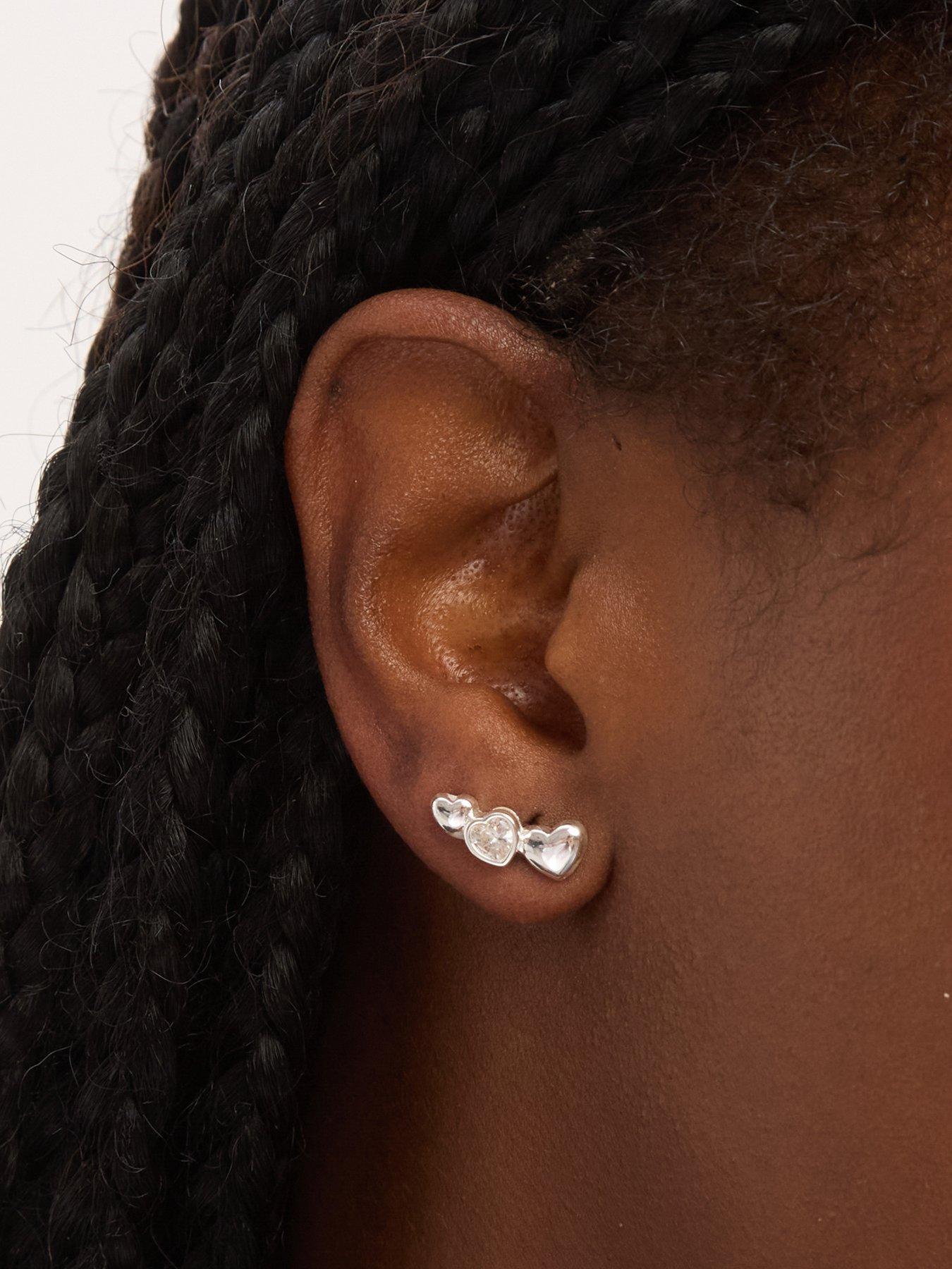  image of jon-richard-simply-silver-sterling-silver-925-polished-and-cubic-zirconia-heart-climber-earrings