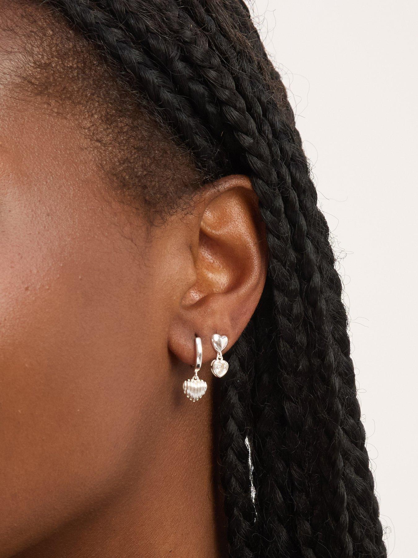 Image 2 of 3 of Jon Richard Simply Silver Sterling Silver 925 Cubic Zirconia Heart Drop Earrings