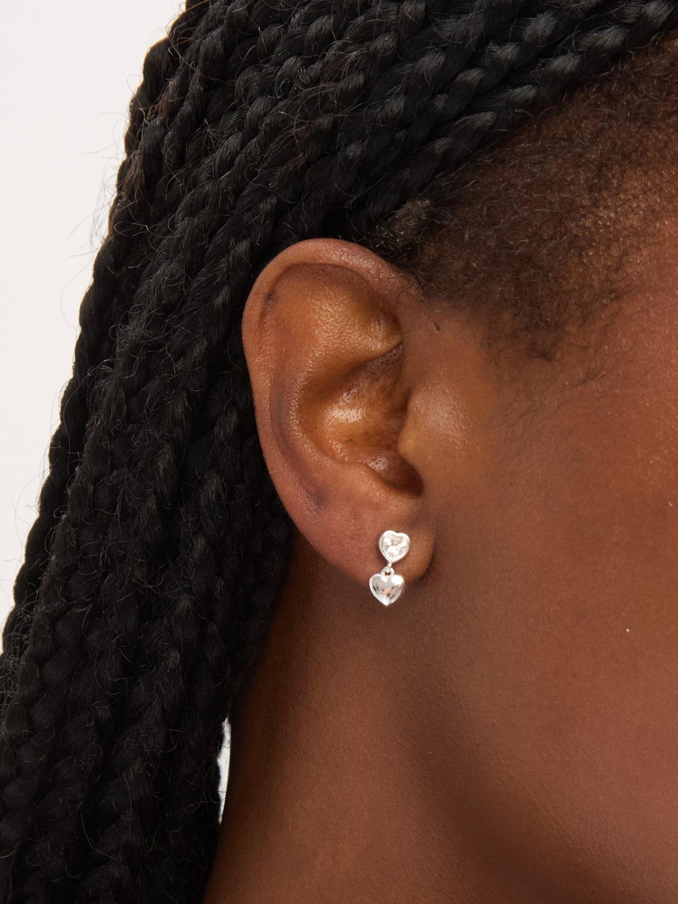 Image 3 of 3 of Jon Richard Simply Silver Sterling Silver 925 Cubic Zirconia Heart Drop Earrings