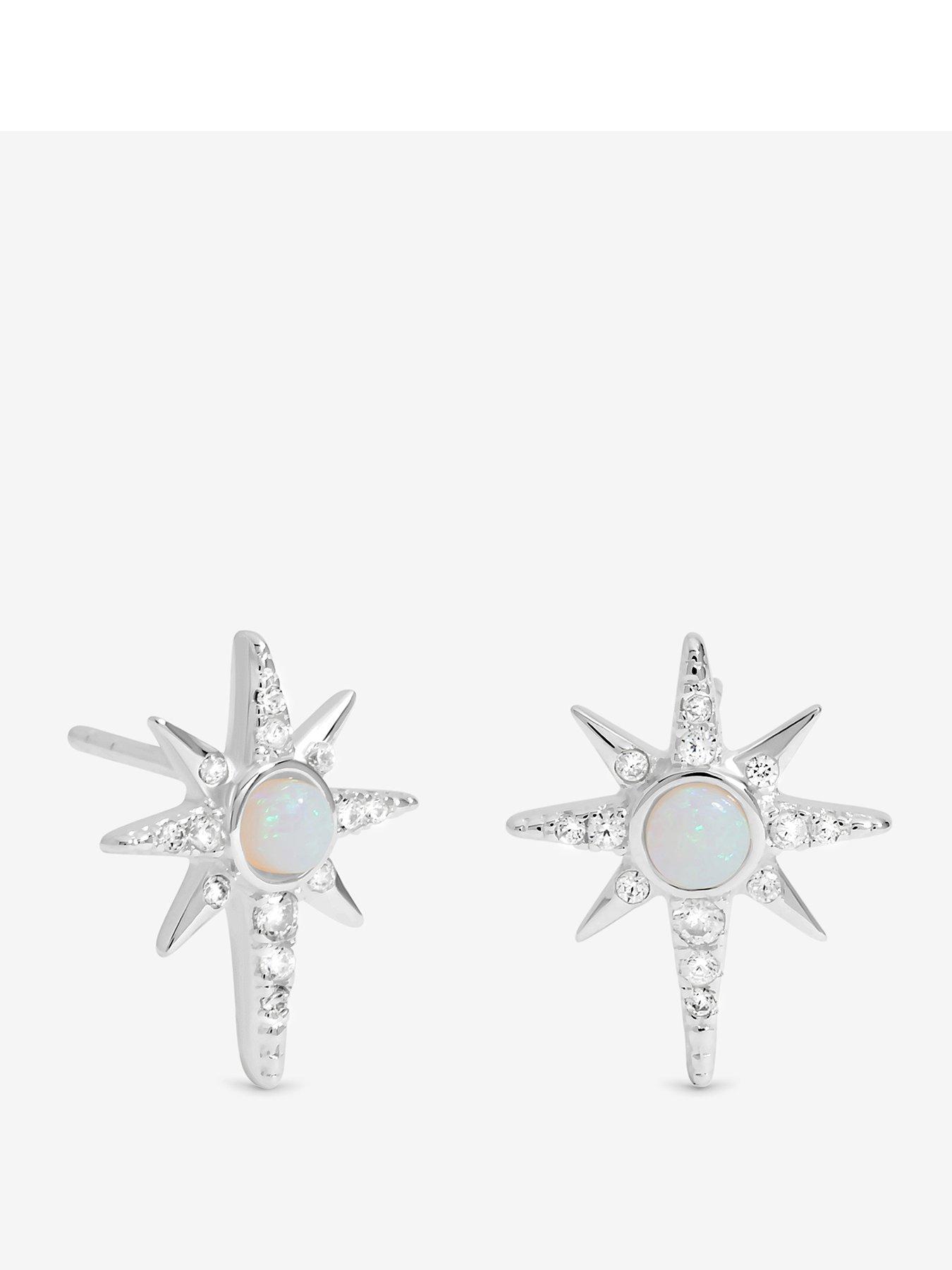  image of jon-richard-simply-silver-sterling-silver-925-celestial-opal-stud-earrings