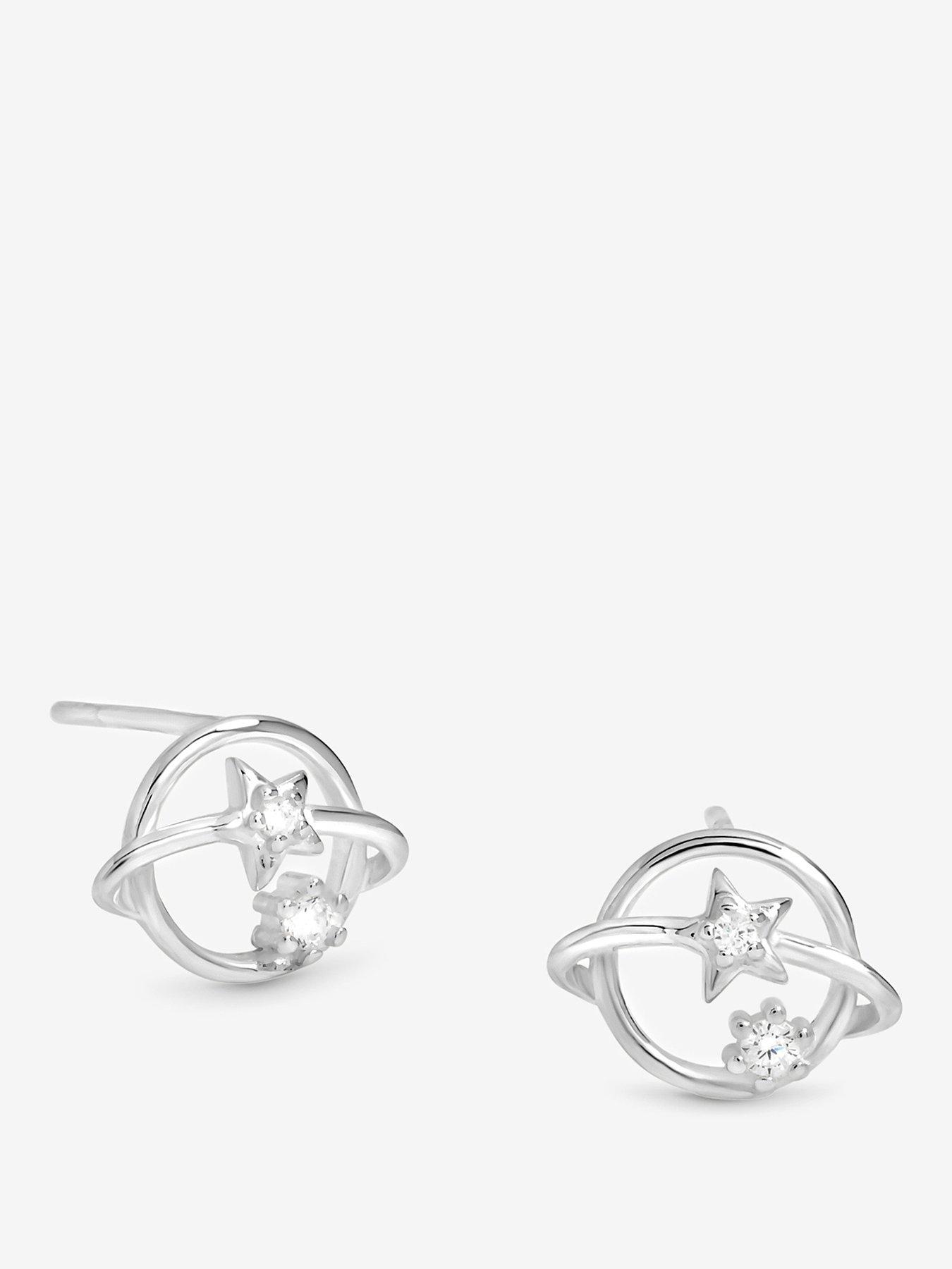  image of jon-richard-simply-silver-sterling-silver-925-polished-and-cubic-zirconia-orb-stud-earrings