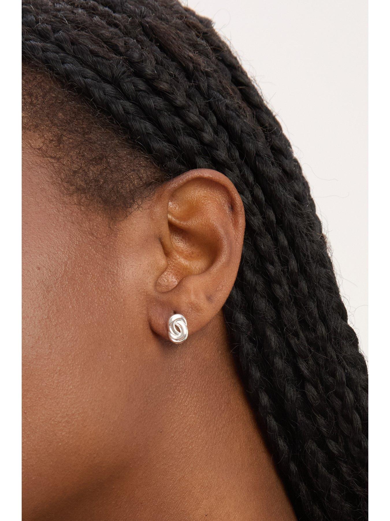  image of jon-richard-simply-silver-sterling-silver-925-polished-fluid-knot-stud-earrings