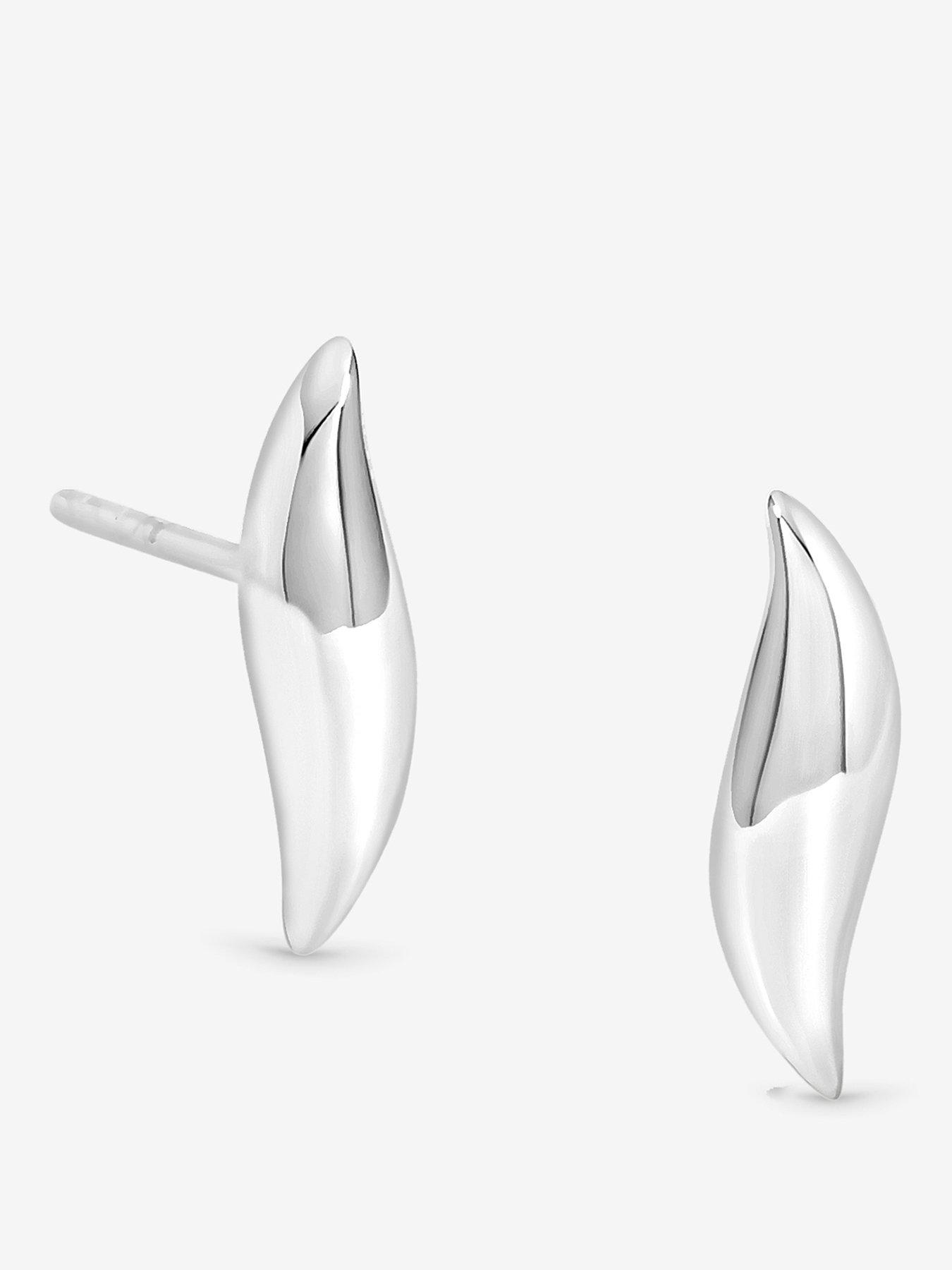 Jon Richard Simply Silver Sterling Silver 925 Polished Wave Stud Earrings