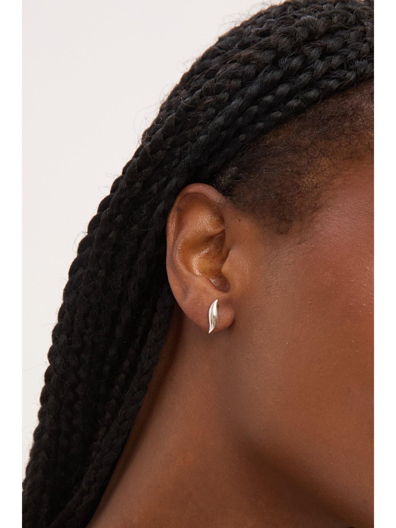  image of jon-richard-simply-silver-sterling-silver-925-polished-wave-stud-earrings