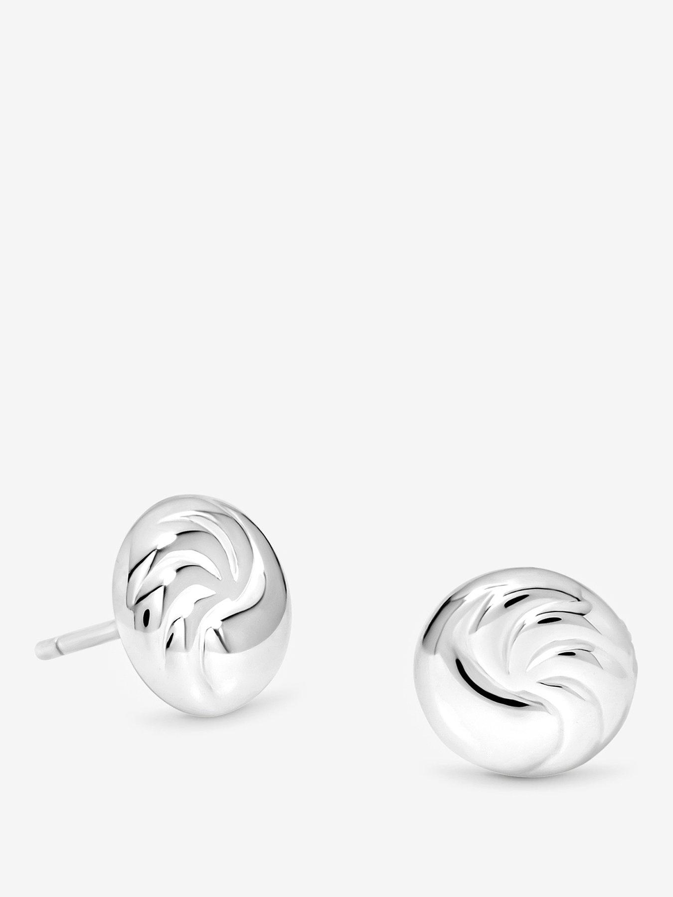 Jon Richard Simply Silver Sterling Silver 925 Polished Textured Ridged Stud Earrings