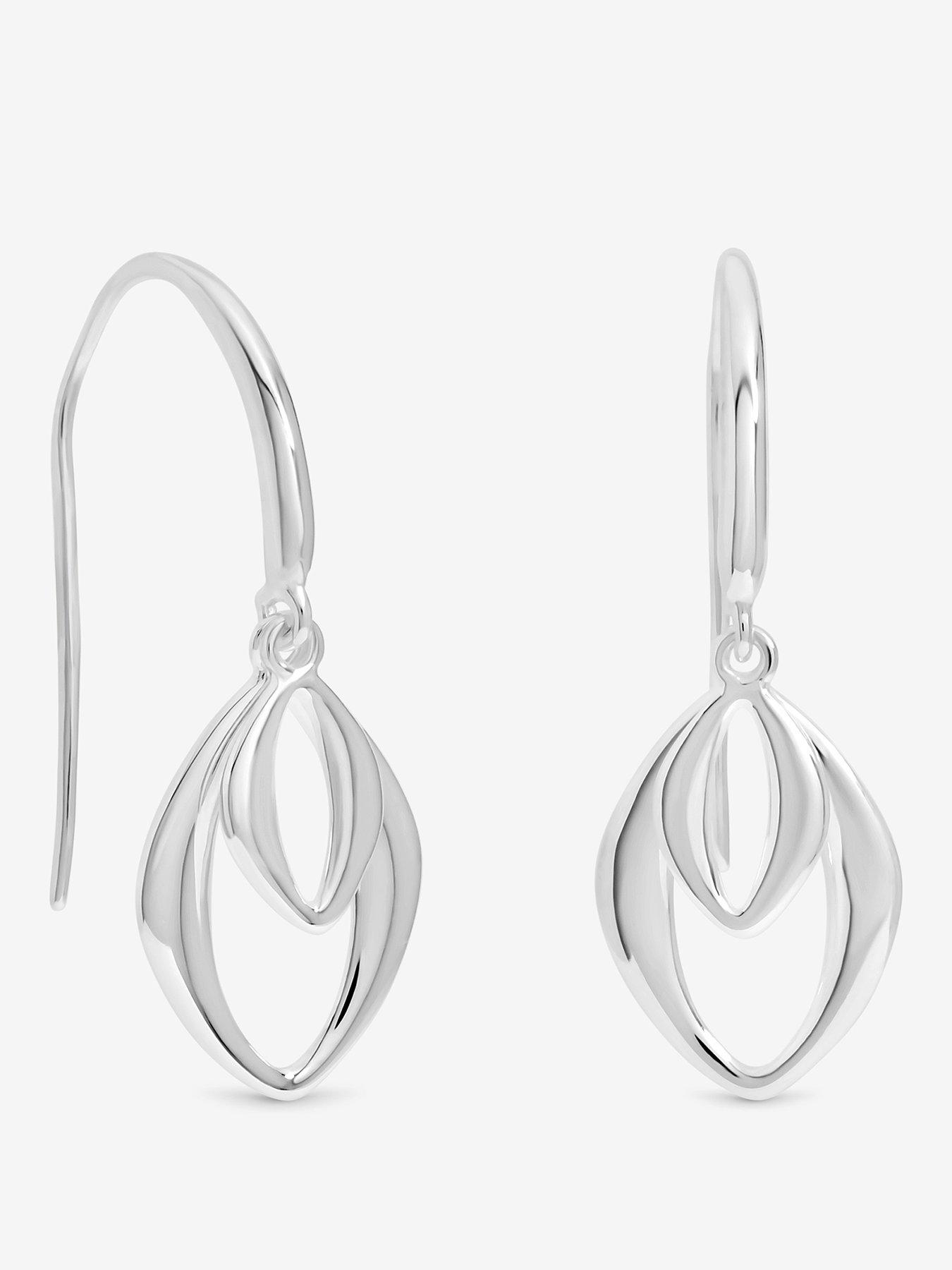 Jon Richard Simply Silver Sterling Silver 925 Polished Double Open Fishhook Earrings
