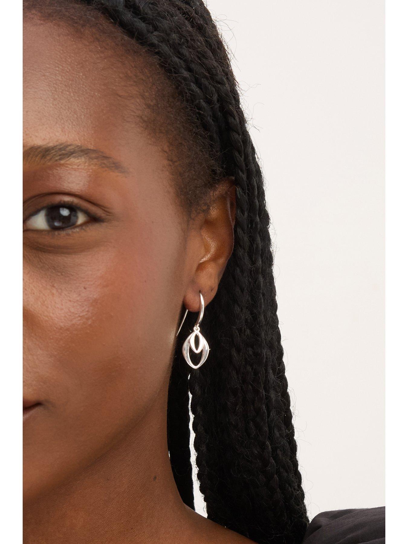  image of jon-richard-simply-silver-sterling-silver-925-polished-double-open-fishhook-earrings