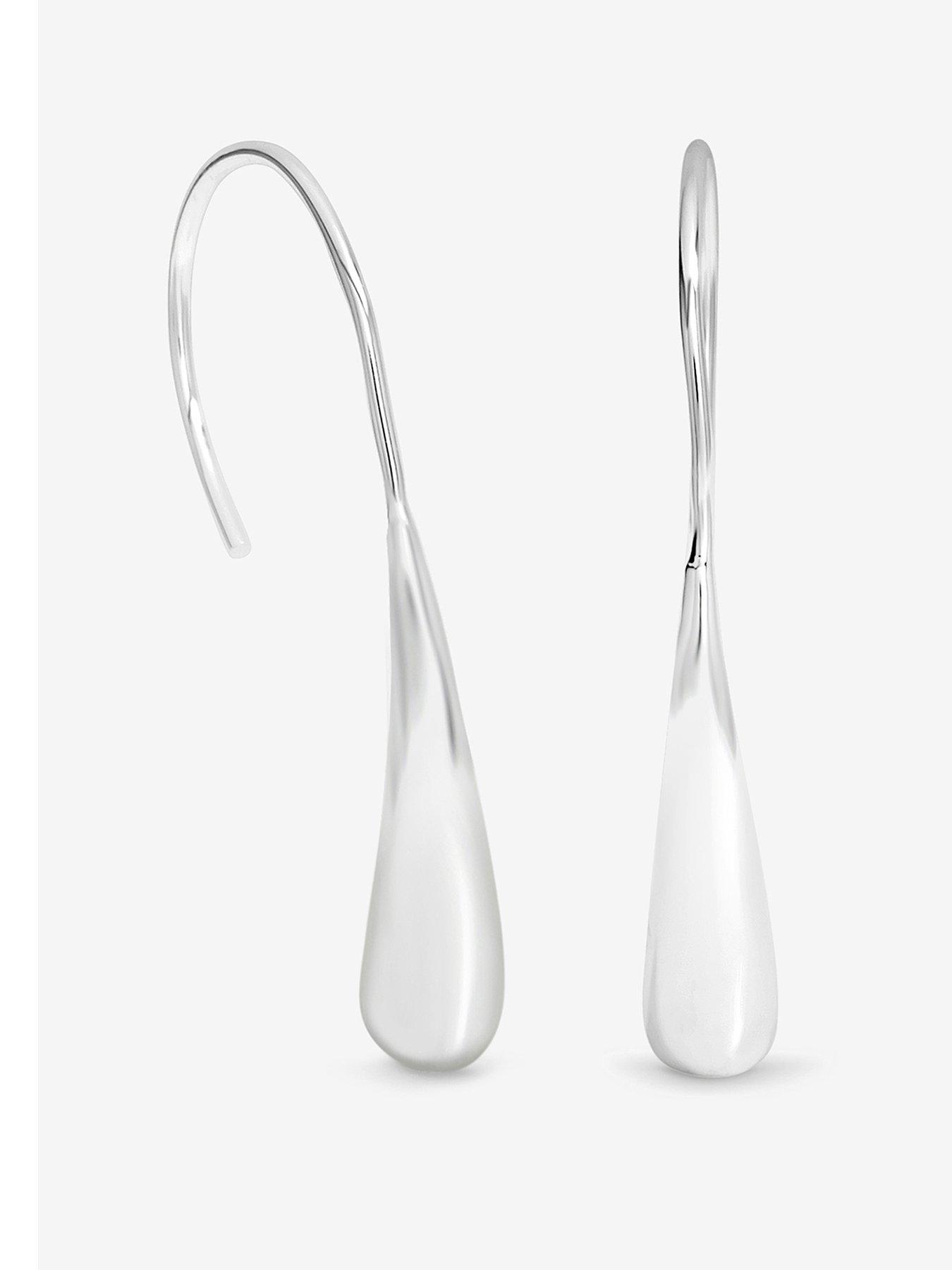 Jon Richard Simply Silver Sterling Silver 925 Polished Fluid Fishook Drop Earrings