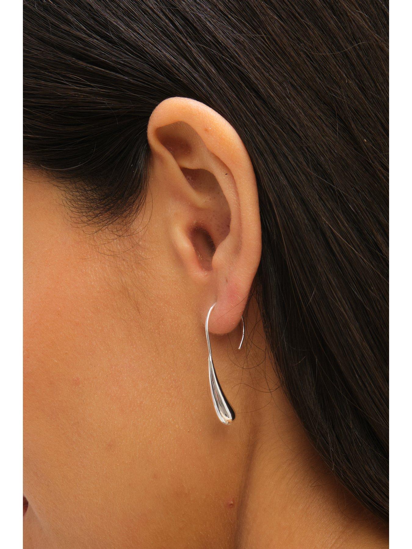  image of jon-richard-simply-silver-sterling-silver-925-polished-fluid-fishook-drop-earrings
