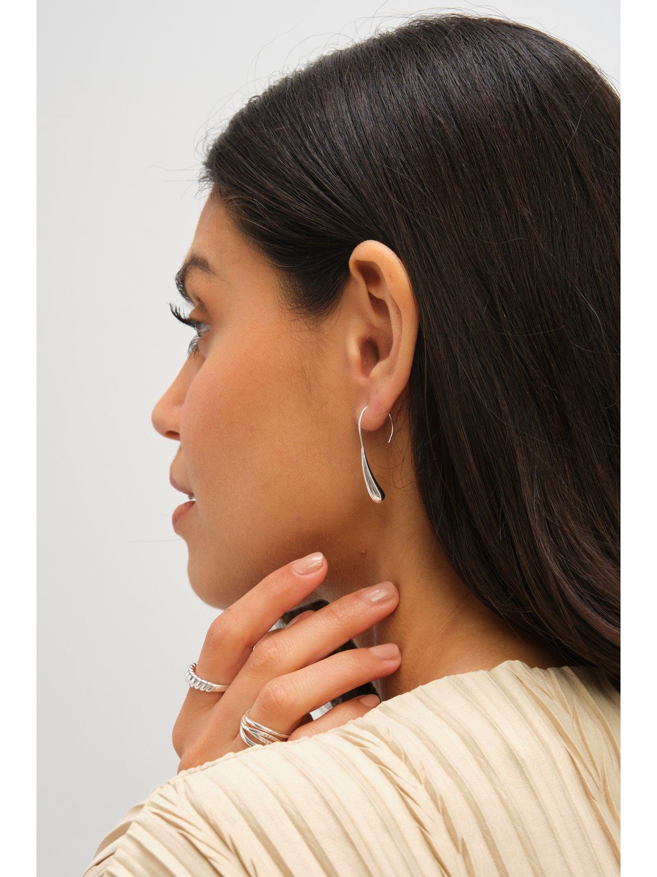  image of jon-richard-simply-silver-sterling-silver-925-polished-fluid-fishook-drop-earrings