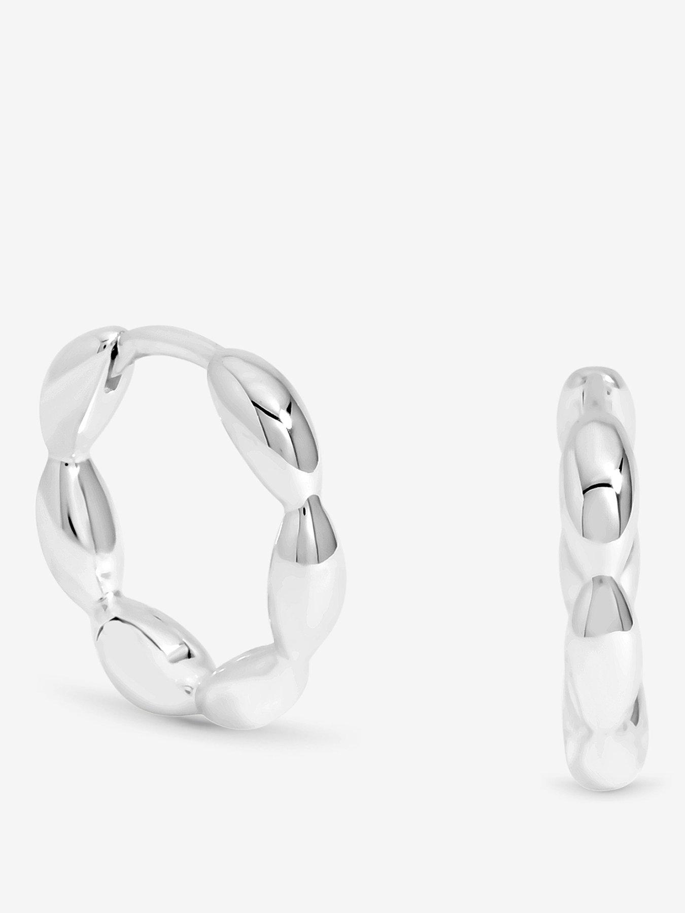  image of jon-richard-simply-silver-sterling-silver-925-polished-pebble-hoop-earrings