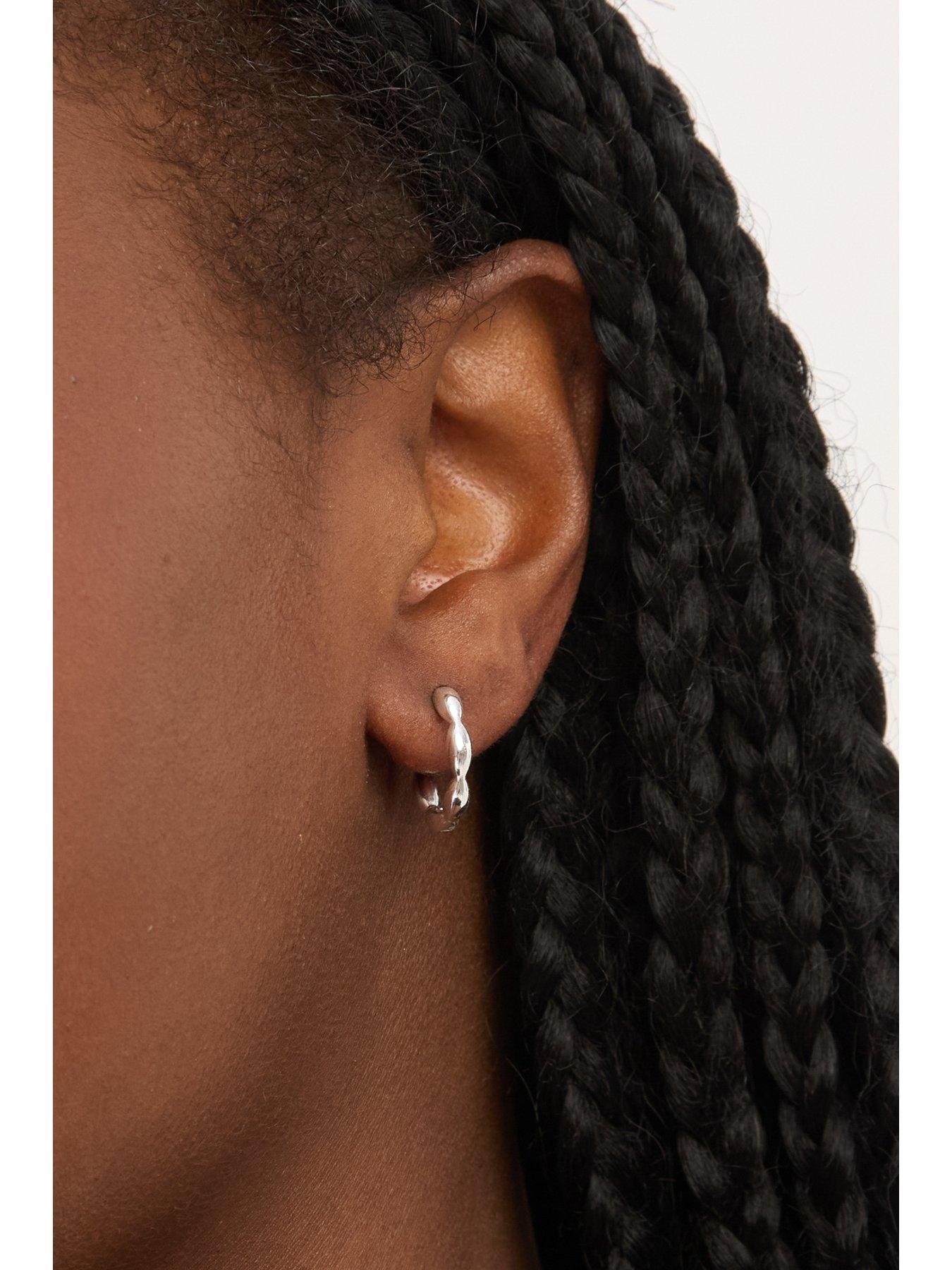  image of jon-richard-simply-silver-sterling-silver-925-polished-pebble-hoop-earrings